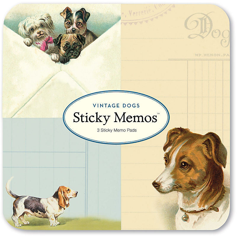 Vintage Dogs Sticky Notes - Cavallini Adhesive Memo Pads for Office, School & Home Organization - Cute Dog-Themed Stationery for Reminders & To-Do Lists