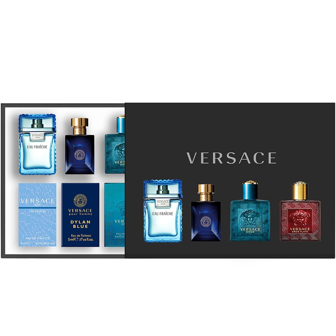 Versace Cologne Gift Set for Men - 4 Piece Mini Fragrance Collection | Perfect for Holidays, Birthdays & Special Occasions