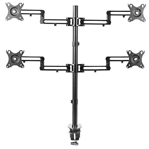 Quad Monitor Stand for 17” to 32” Screens - Heavy Duty Adjustable Desk Mount for Home Office, Gaming & Workstation Setup