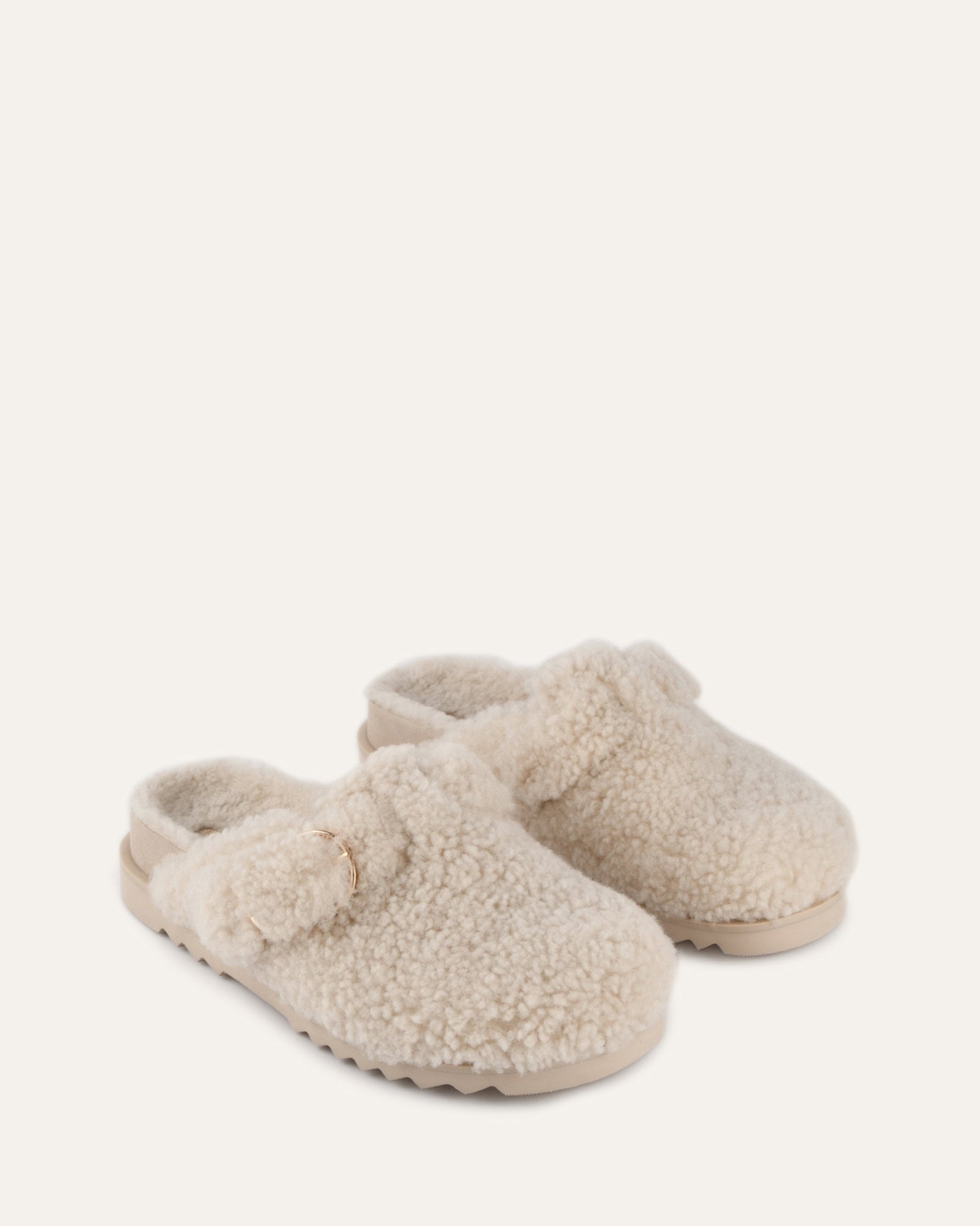 JUNIE Women's Casual Flats - Cream Shearling Lined Comfortable Slip-On Shoes for Walking, Work & Everyday Wear