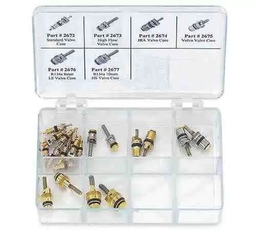 AC Valve Core Assortment Kit 2682 - 50 Pcs Universal Tire & Bicycle Valve Stem Cores - Compatible with Schrader & Presta Valves - for Car, Motorcycle, Bike & Air Pump Repair - Durable Brass Construction