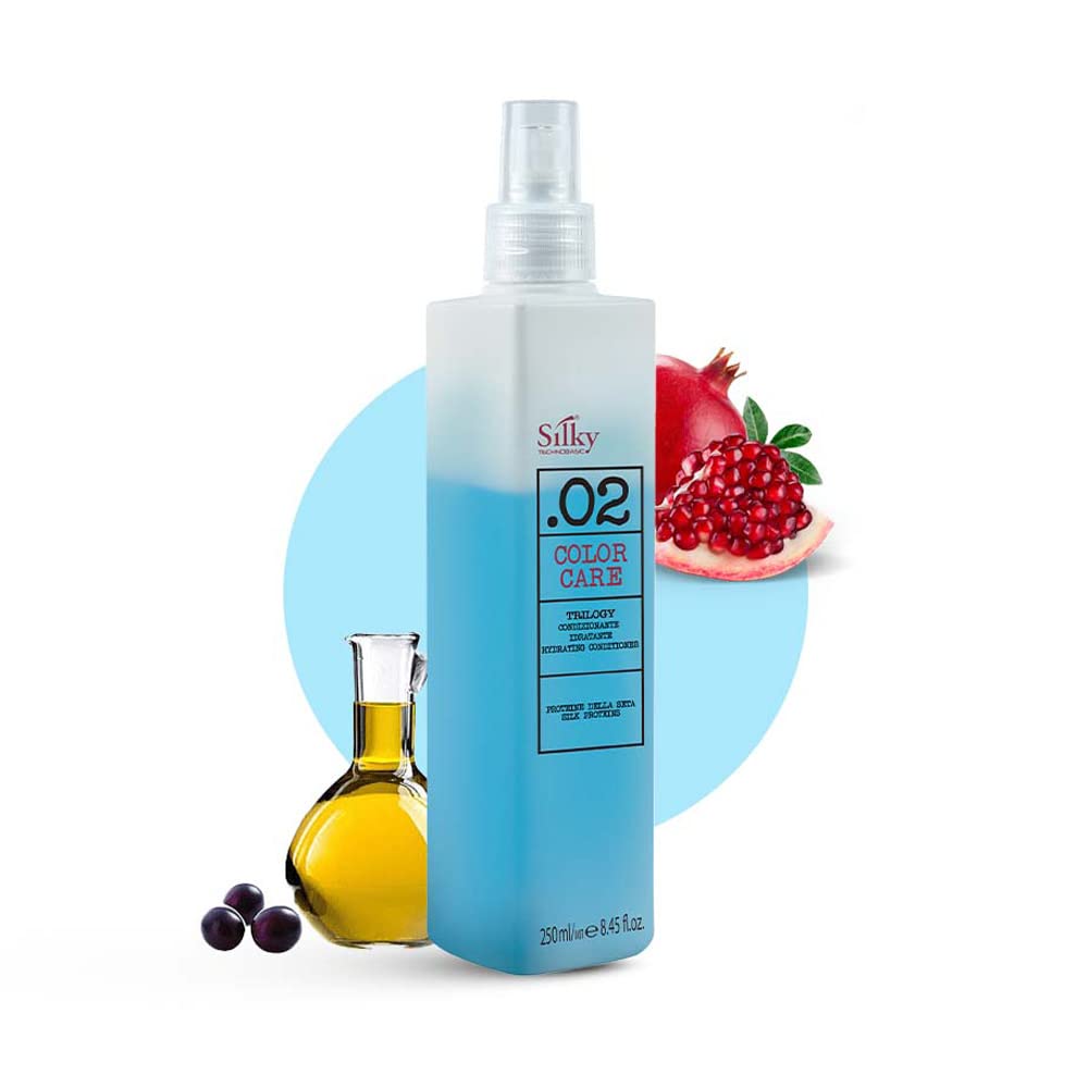 Silky .02 Trilogy Hydrating Conditioner with UV Protection & Active Ingredients - Deep Moisturizing & Repair for Dry, Damaged Hair - 250ml - Perfect for Daily Use, Sun Exposure & Heat Styling