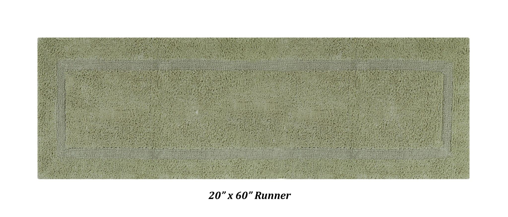 Better Trends 3-Piece Bathroom Rug Set - Sage Green Reversible Cotton Bath Mats, Absorbent & Machine Washable, Includes Rectangle, Contour & Runner for Bathroom Floor Decor - Perfect for Bathtub, Toilet & Shower Areas - Lux Collection Home Essentials