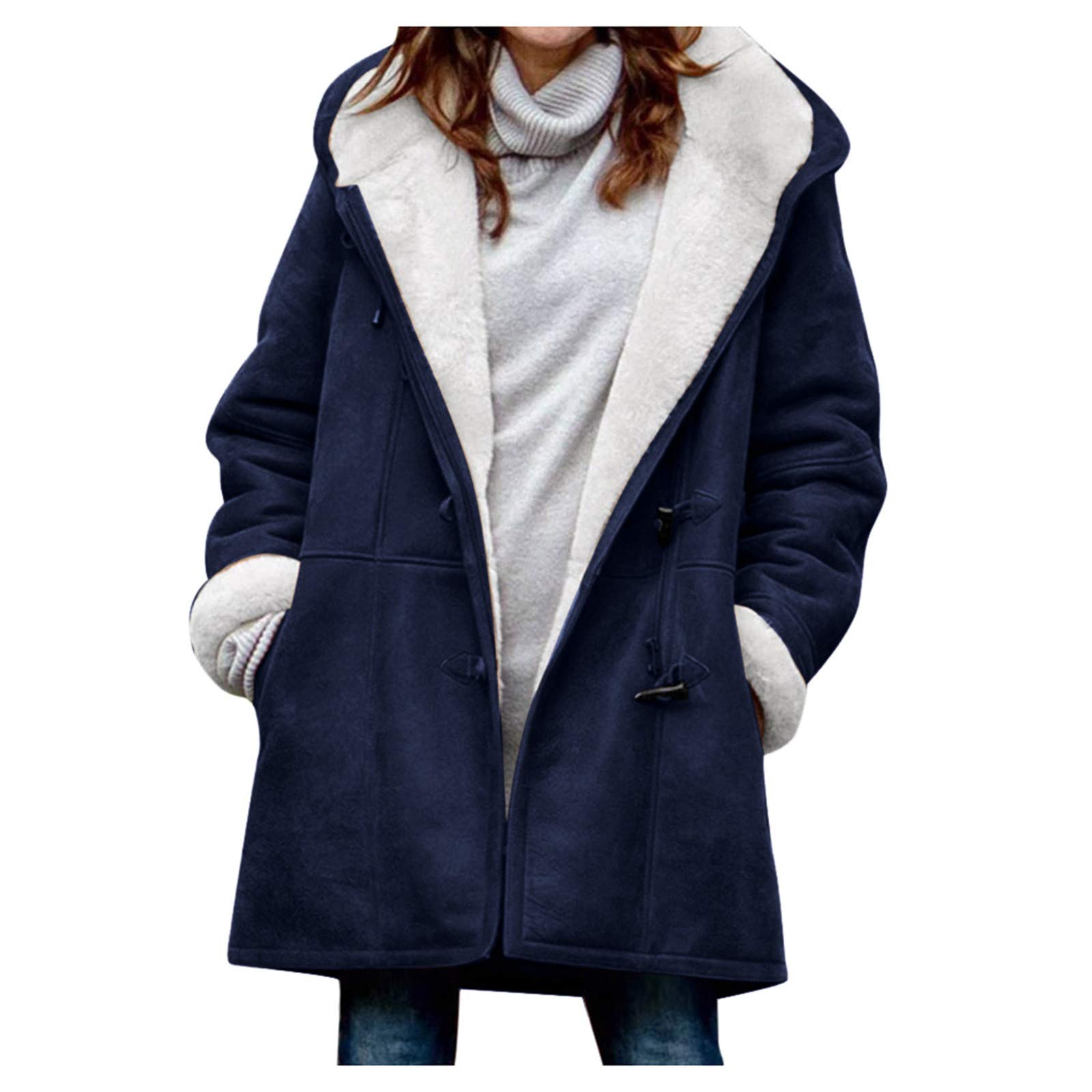 AIHIHE Women's Plus Size Winter Warm Hooded Parka Jacket - Thick Long Cotton Pea Coat for Cold Weather | Perfect for Snowy Days, Outdoor Activities & Daily Commute