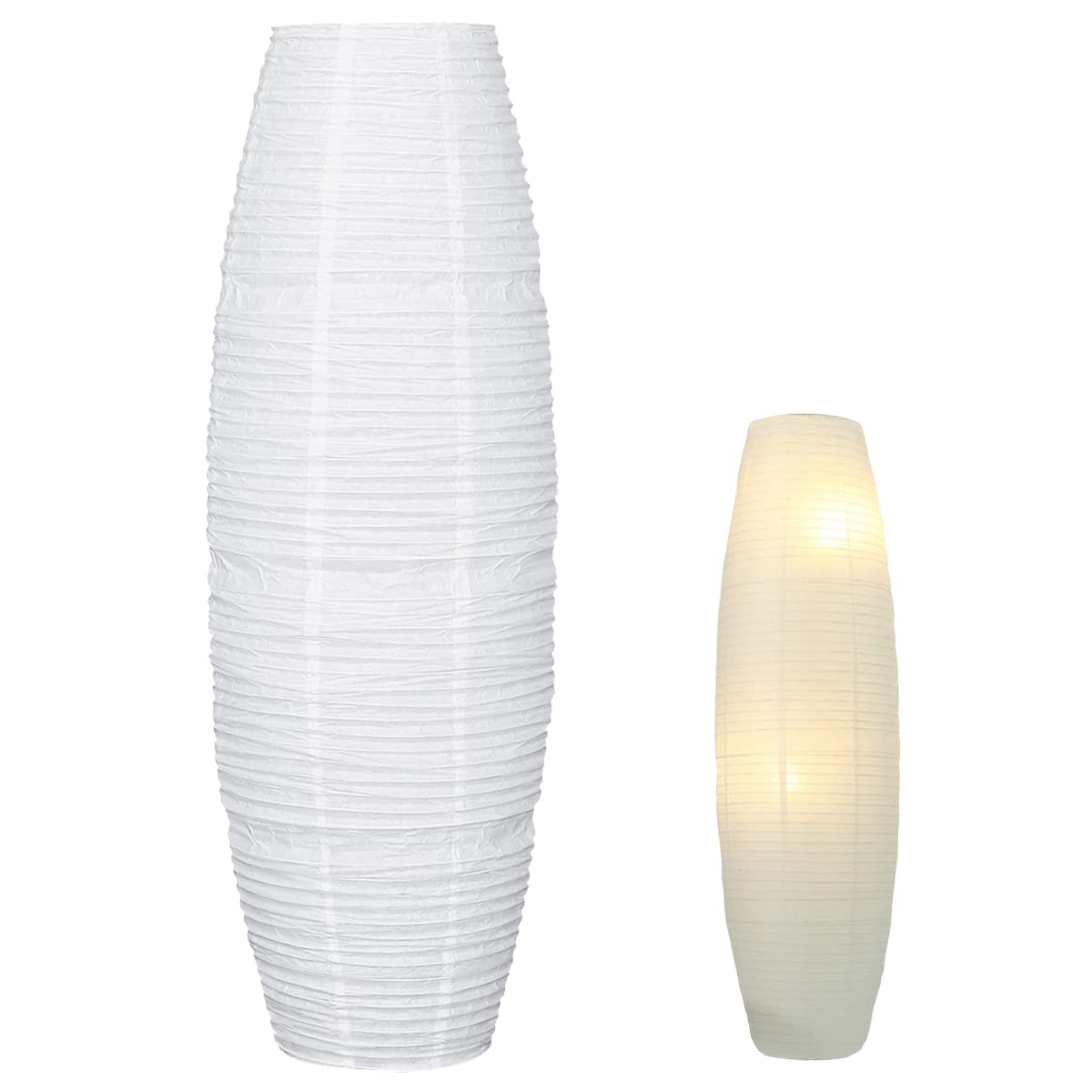 ANRONCH Rice Paper Floor Lamp Shade - Classic Modern Handmade Paper Lampshade Light Accessories with Bulb Cage Guard for Bedroom, Living Room & Office - Perfect for Ambient Lighting and Home Decor