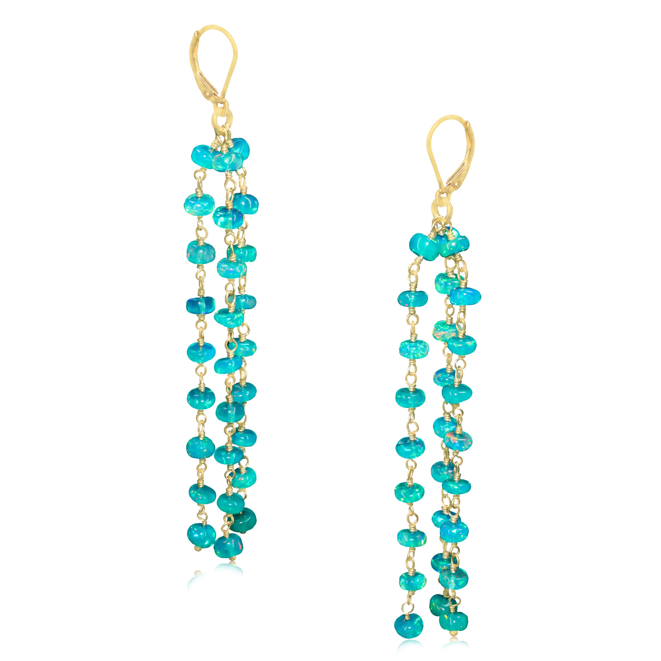 Natural Green Opal Dangle Drop Earrings Handmade Jewelry for Women - Boho Chic Accessories for Party, Wedding & Everyday Wear