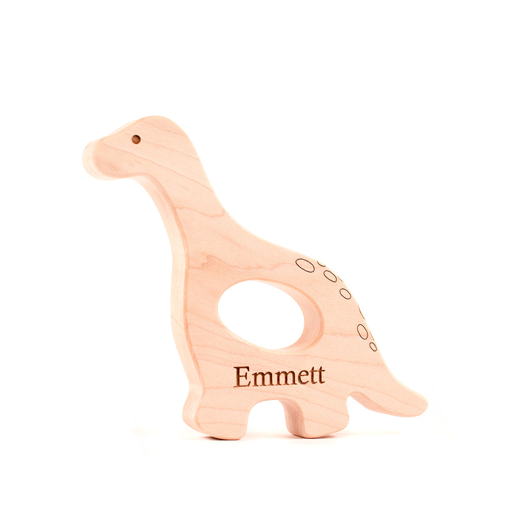 Natural Wooden Dinosaur Teething Toy for Babies - Safe & Non-Toxic Chew Toy for Soothing Sore Gums | Perfect Baby Shower Gift & Toddler Teething Relief