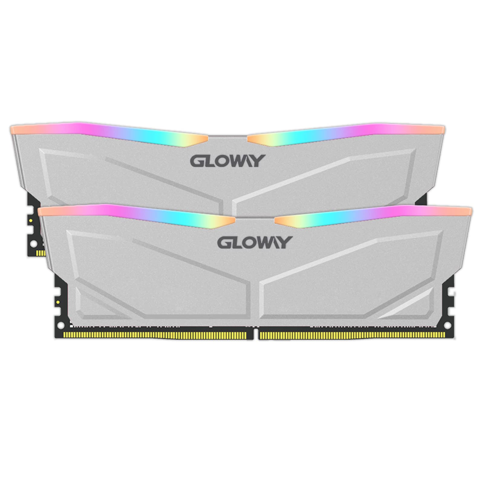 Gloway 32GB (2x16GB) DDR5 6400MHz RGB Gaming RAM - White LED Desktop Memory Kit (288-Pin, CL18) for High-Performance PCs, Gaming Rigs & Content Creation Workstations