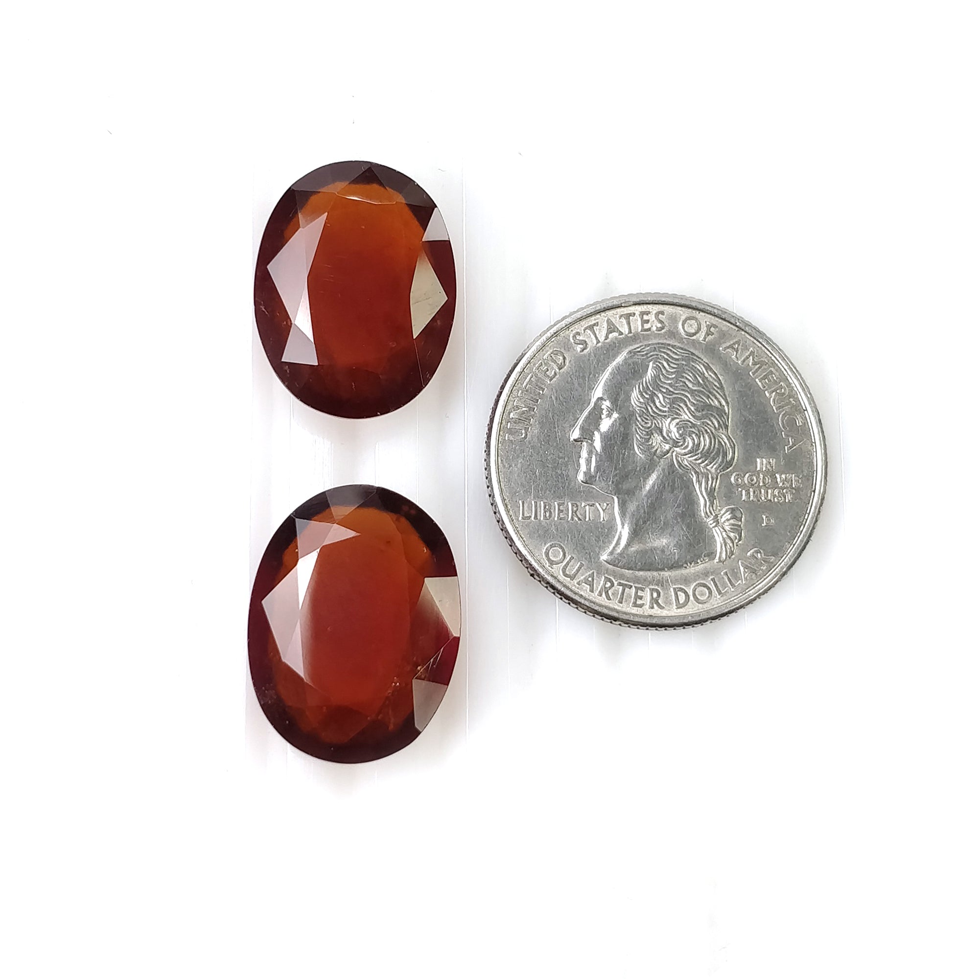 Natural Hessonite Gemstone Pair - 28.00cts Untreated Cinnamon Oval Cut 19x14mm for Jewelry Making & Healing Crystal Collection