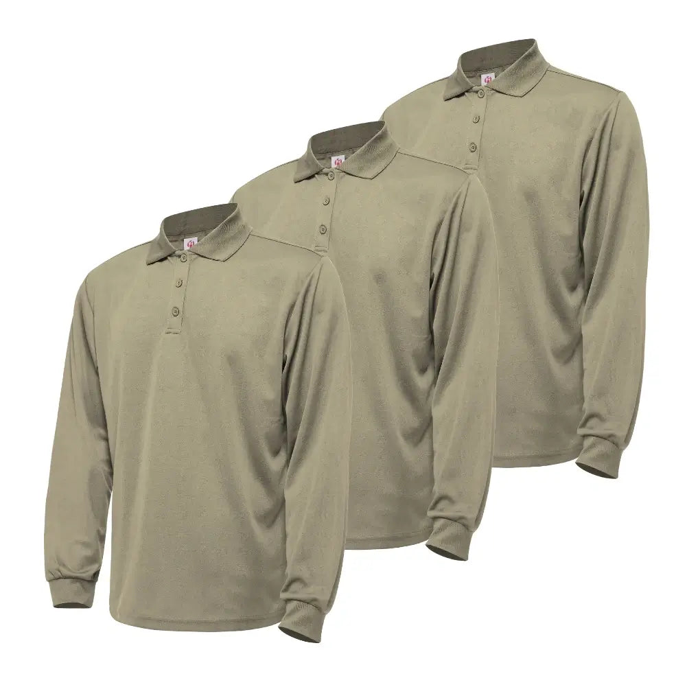 3 Pack Men's Quick Dry Long Sleeve Polo Shirts - Moisture Wicking & Breathable for Golf, Hiking & Outdoor Activities