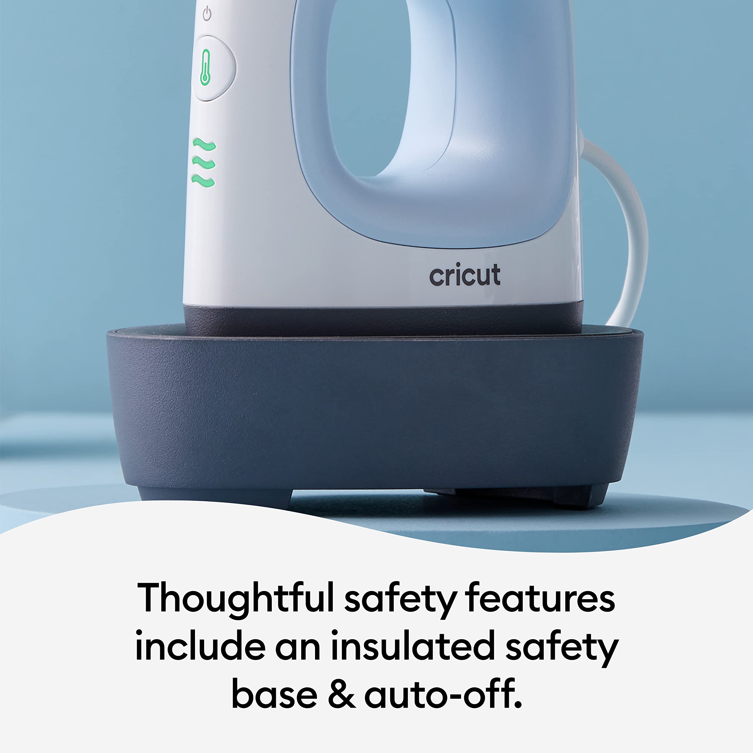 Cricut EasyPress Mini Heat Press Machine for Small Objects - 3 Heat Settings, Precision Tip, Ceramic Coated Plate for Shoes, Hats, Stuffed Animals | Compact & Lightweight Design in Zen Blue | Perfect for DIY Crafts, T-Shirt Printing & Home Projects