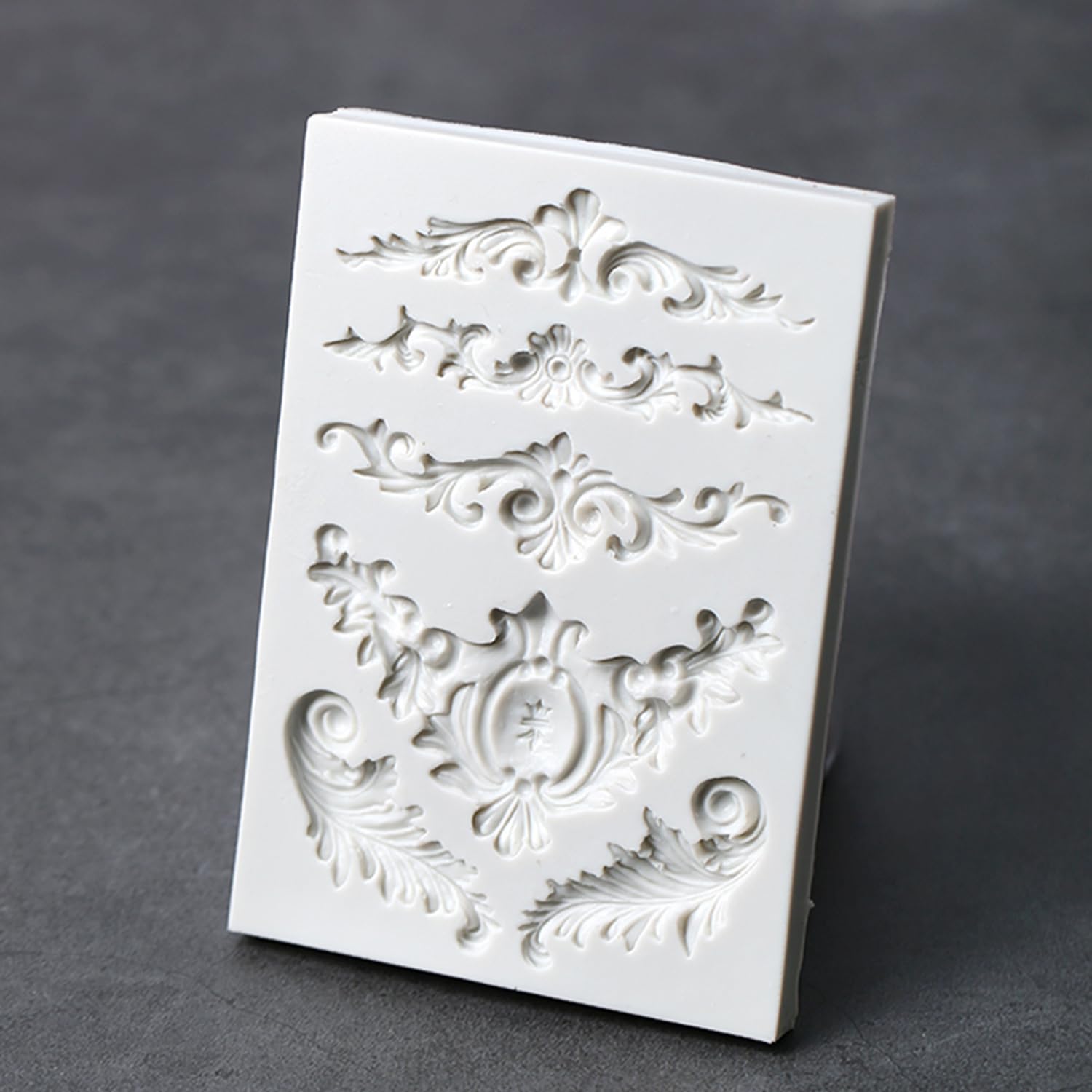 GROWTAIL 5Pcs Baroque Fondant Border Mold Set - Elegant Scroll Lace Silicone Molds for Cake Decorating, Polymer Clay Crafts, DIY Baking Tools - Perfect for Wedding Cakes, Cupcakes & Home Baking Projects