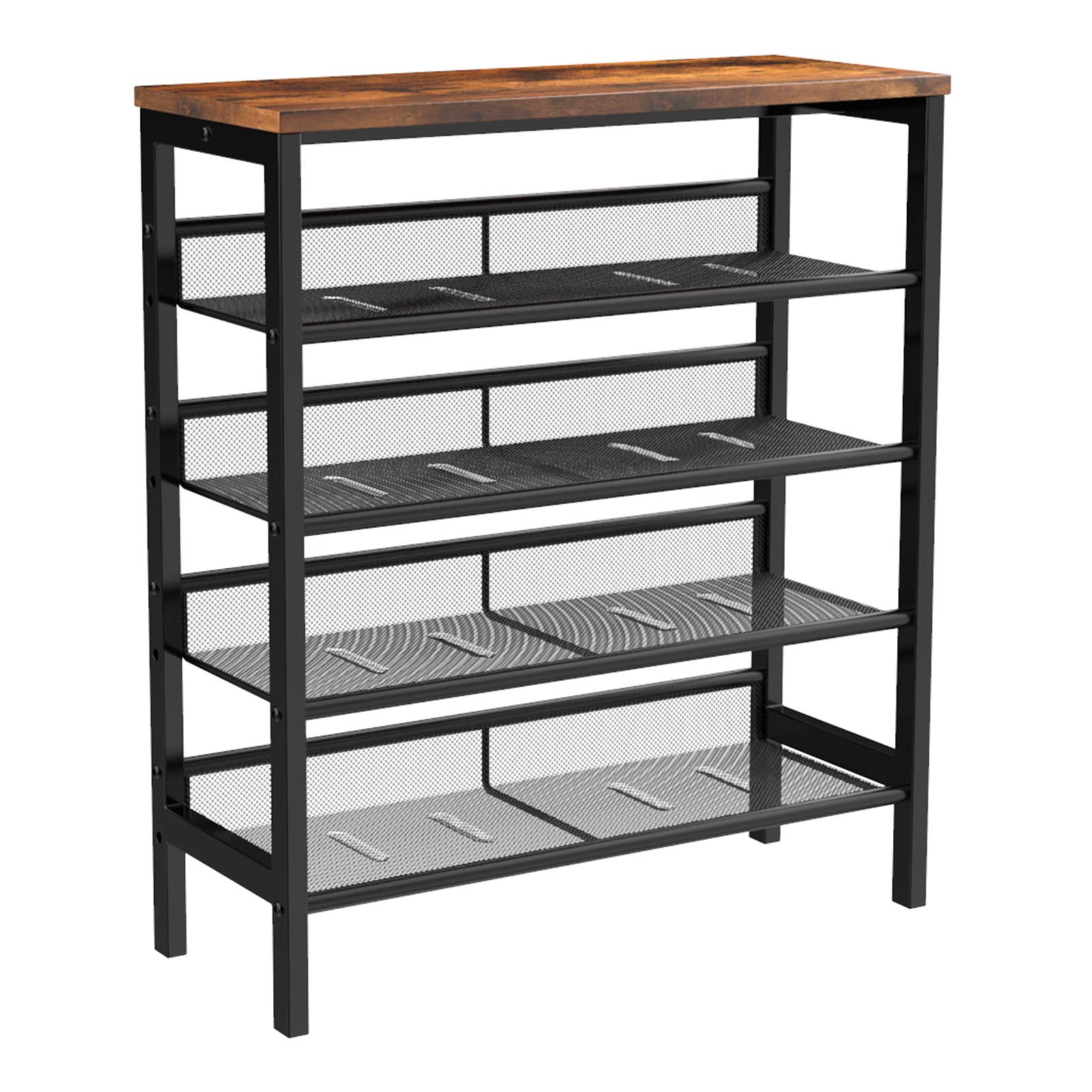 5-Tier Adjustable Shoe Rack Organizer - Space Saving Shoe Storage Shelf for Entryway, Closet, Living Room & Porch - Sturdy Brown Shoe Cabinet for Sneakers, Boots & Home Decor Organization