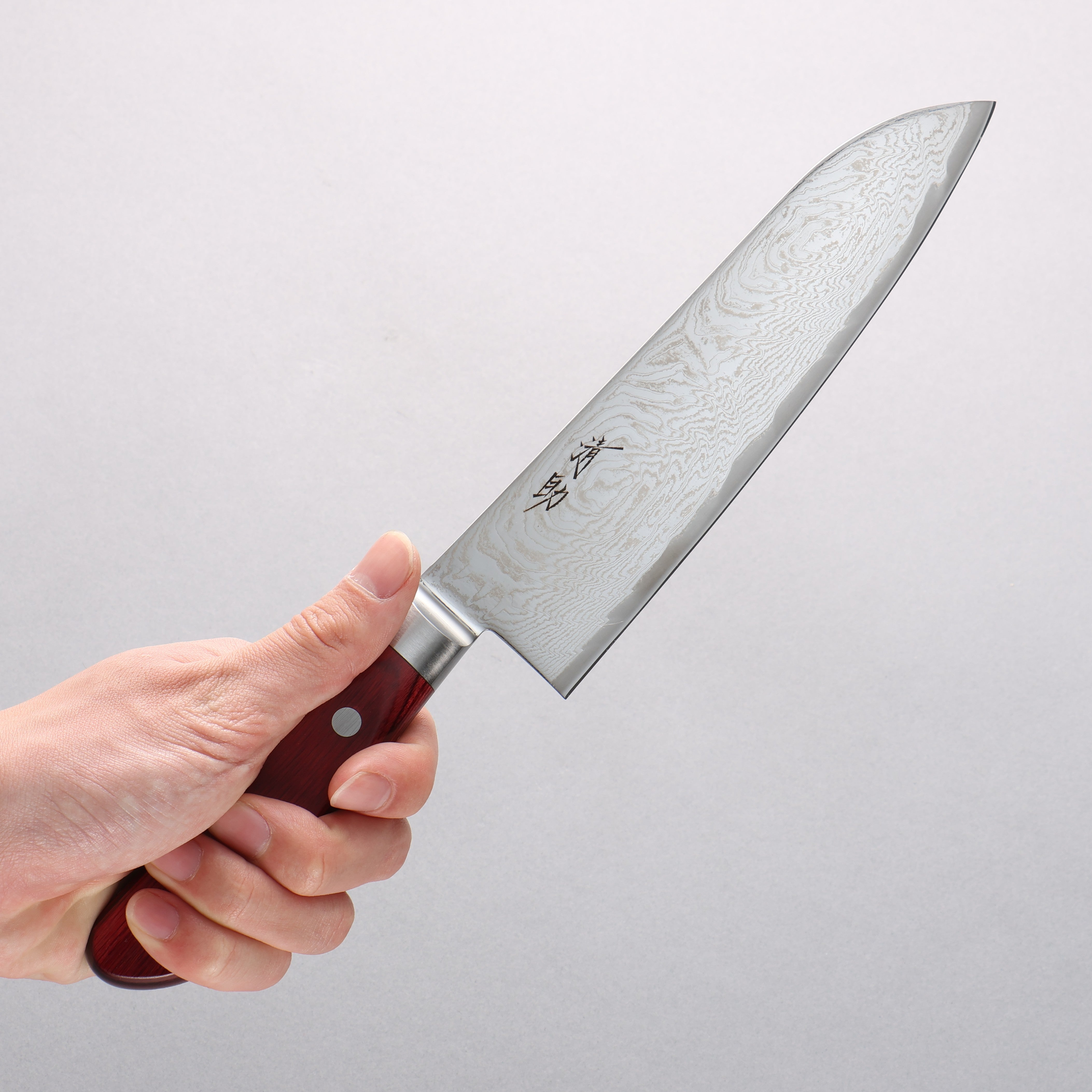 Premium Seisuke Nami AUS10 Damascus Santoku Knife 180mm - Mirrored Finish, Red Pakka Wood Handle - Japanese Kitchen Knife for Professional Chefs & Home Cooking - Perfect for Slicing, Dicing & Chopping Vegetables, Meat & Fish