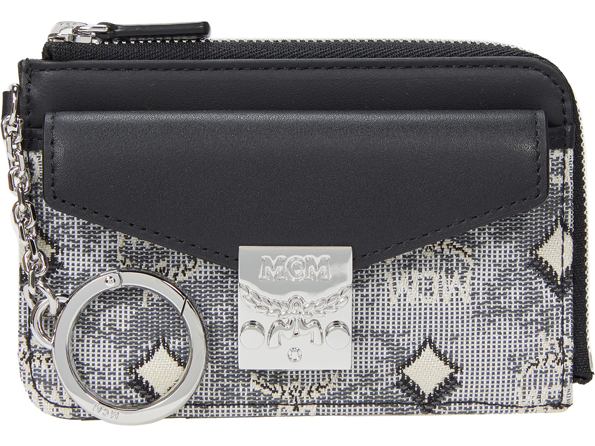 MCM Vintage Jacquard Zip Card Holder Wallet - Stylish RFID Blocking Credit Card Case for Men & Women | Perfect for Travel, Business & Everyday Use