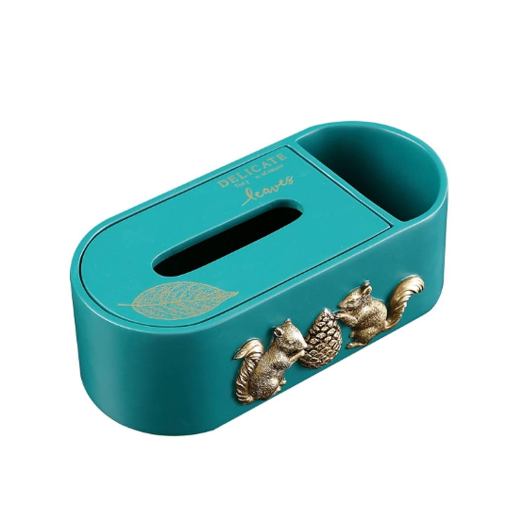 Creative Squirrel Tissue Box Cover - Green Nordic Style Multifunctional Desktop Napkin Holder with Remote Control Storage for Living Room & Home Decor | Perfect for Sofa, Office Desk, and Bedside Organization