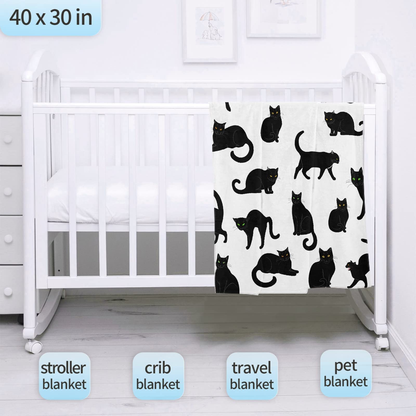 Black Cats Blanket - Ultra Soft Microfiber Flannel Throw Blanket (120