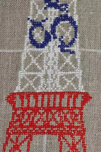 Eiffel Tower Cross Stitch Tea Towel Kit - DIY Embroidery Kit for Beginners, Paris Themed Kitchen Decor, French Gift Idea for Home & Party Use