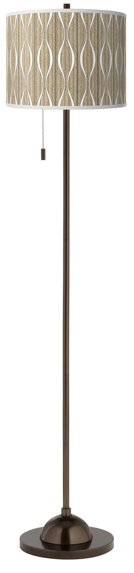 Swell Bronze Club Floor Lamp with Printed Shade - Modern Standing Light for Living Room, Bedroom & Office - Perfect for Reading, Decor & Ambient Lighting