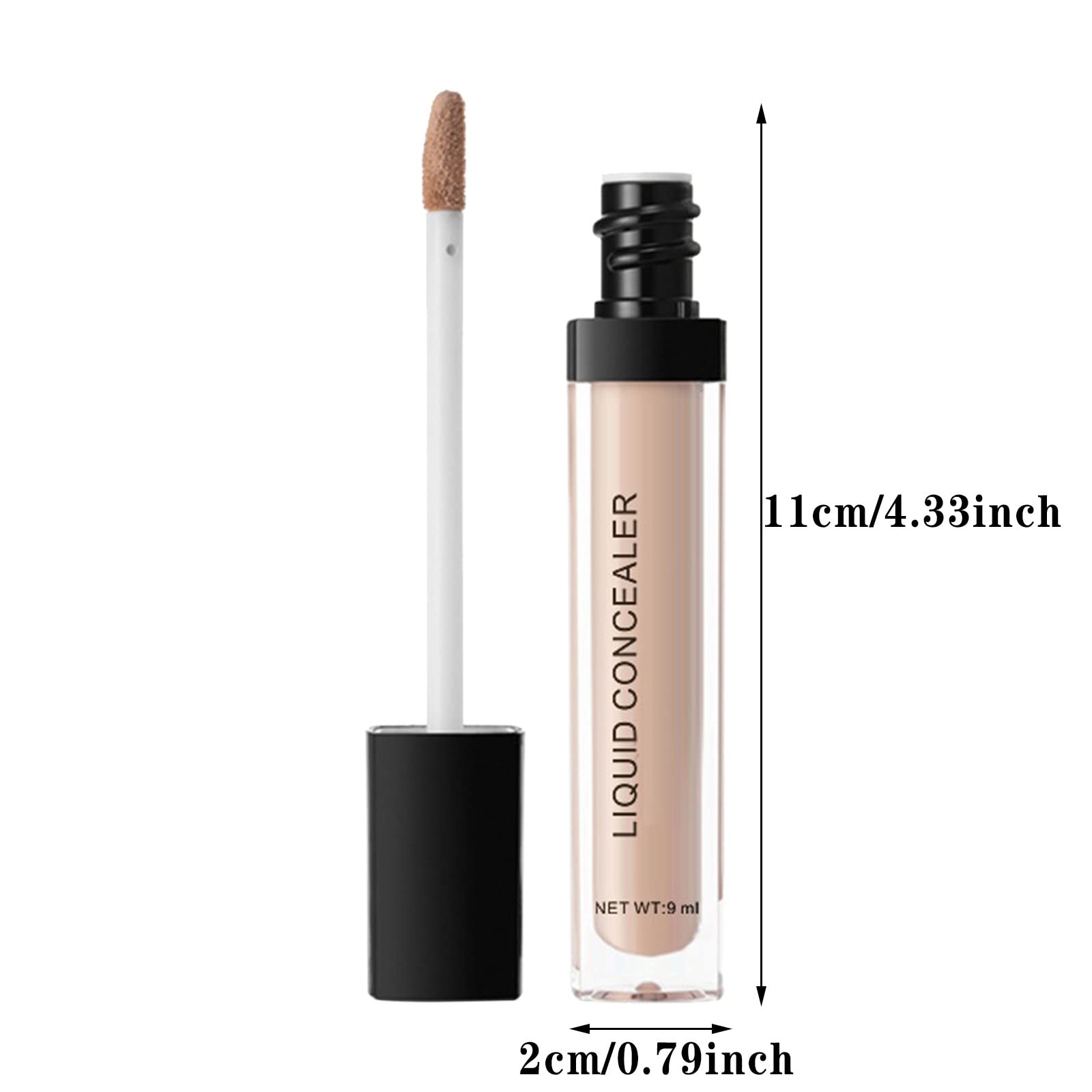 Full Coverage Hydrating Lightweight Concealer - Oil-Free, Non-Sticky Makeup Base for Oily Skin (9ml, Porcelain) | Perfect for Everyday Wear & Touch-Ups