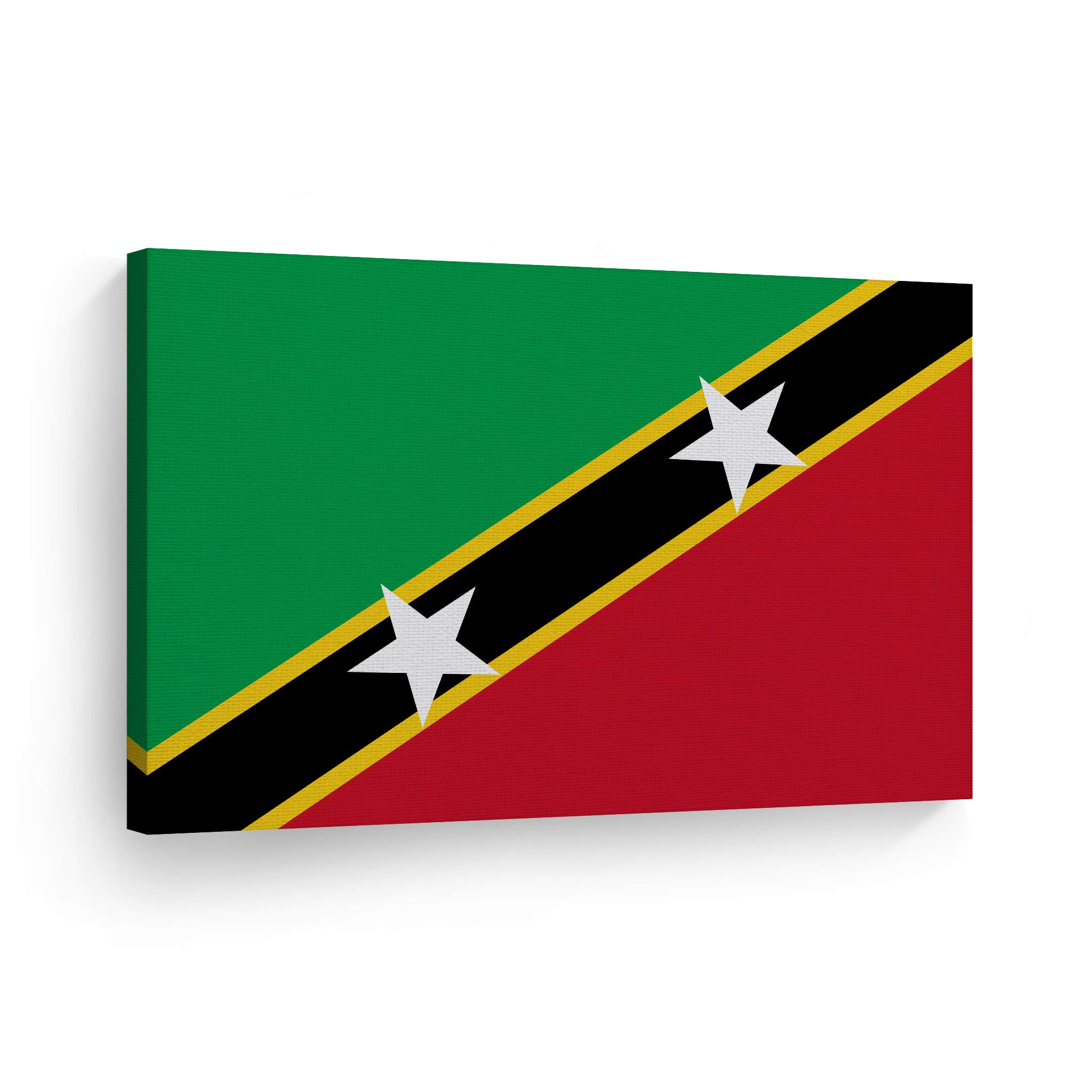 Saint Kitts and Nevis Flag Canvas Wall Art Print - 24x36 Inch Country Flags Decor for Office, Living Room, Dorm, Bedroom & Man Cave - Ready to Hang Modern Home Decor Made in USA | Perfect for Sports Bars, Game Rooms & Patriotic Displays