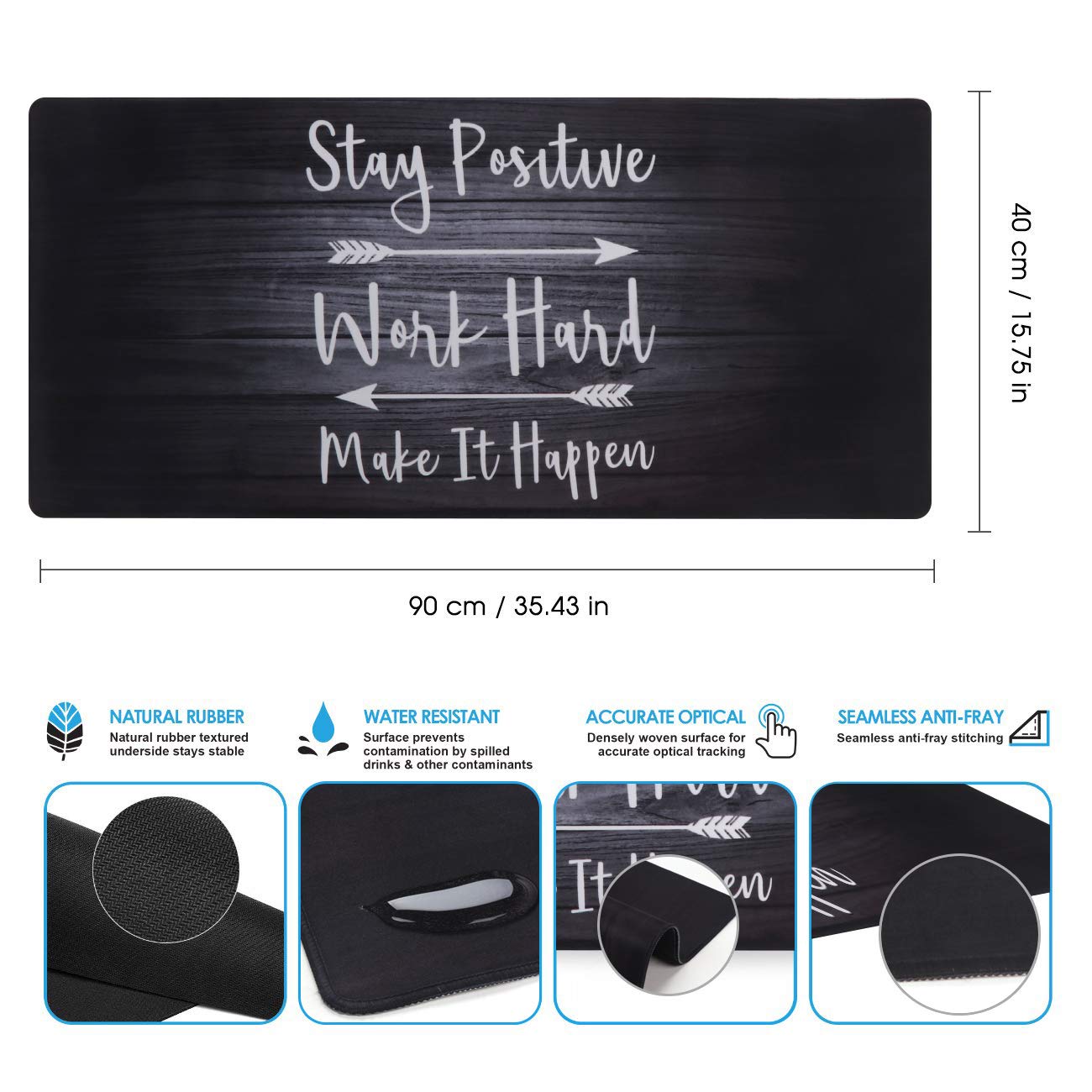 iCasso Extended Gaming Mouse Pad (35.4x15.7 Inch) - Large Non-Slip Rubber Base Mousepad with Stitched Edges | Waterproof Keyboard Mouse Mat Desk Pad for PC, Laptop, Work & Gaming | Perfect for Office, Home & Esports Setup