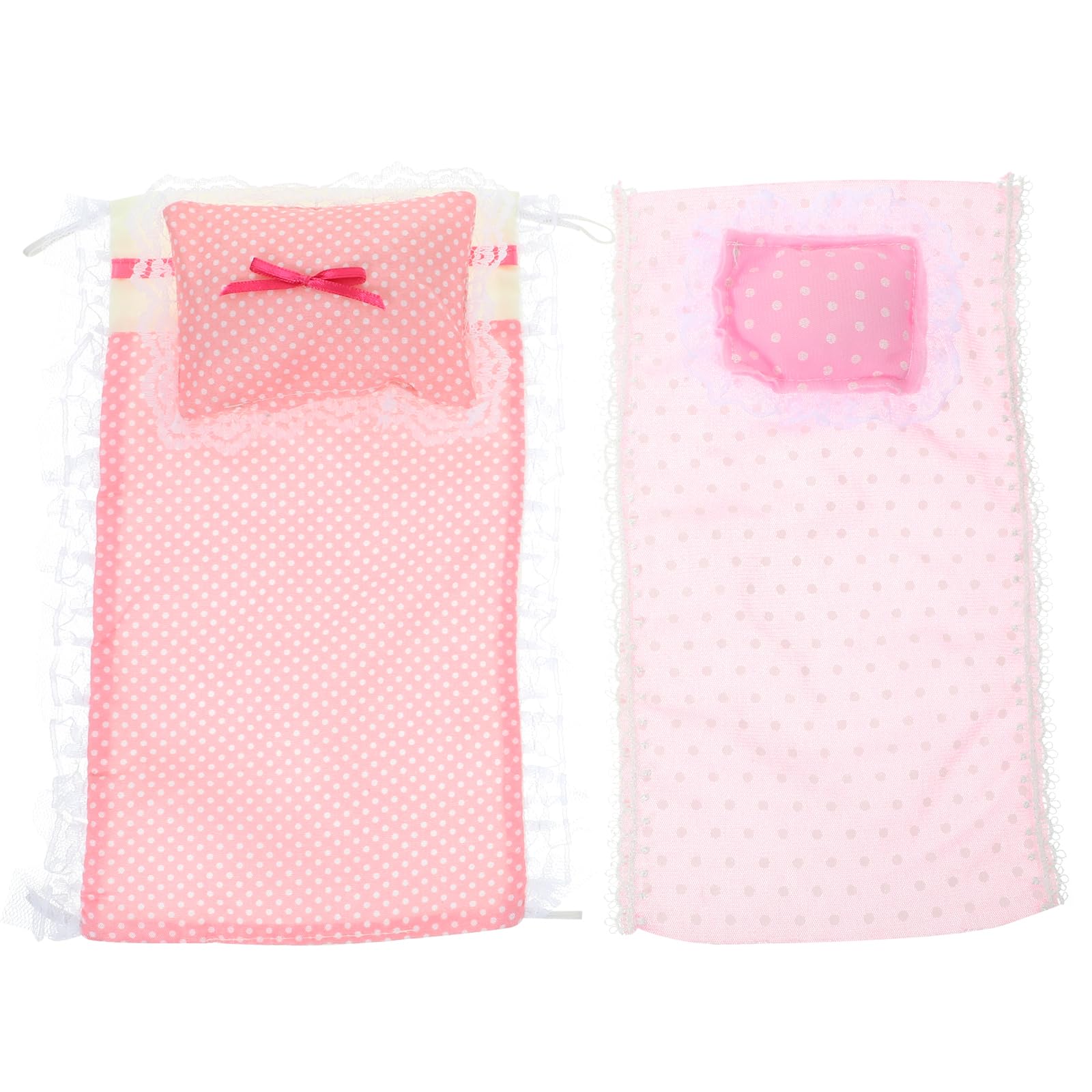 Miniature Doll Pillow and Bedding Set - 2 Pack Cotton Quilt with Small Pillows for Dollhouse | Perfect for Barbie Doll Beds, American Girl Doll Accessories & DIY Dollhouse Decor