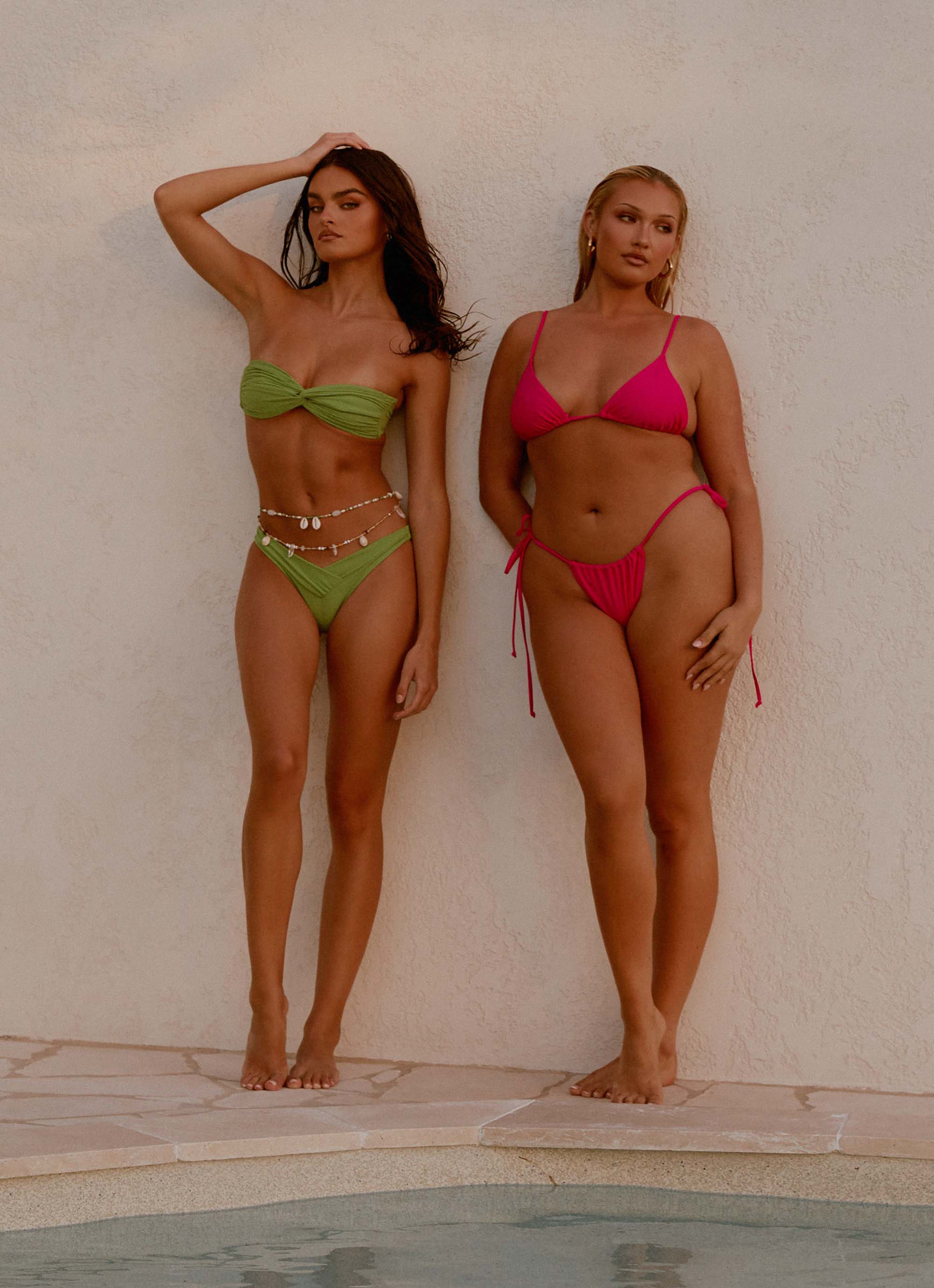 Calista High Waisted Bikini Bottoms - Pink Swimwear for Women | Beach Vacation & Pool Party Essentials