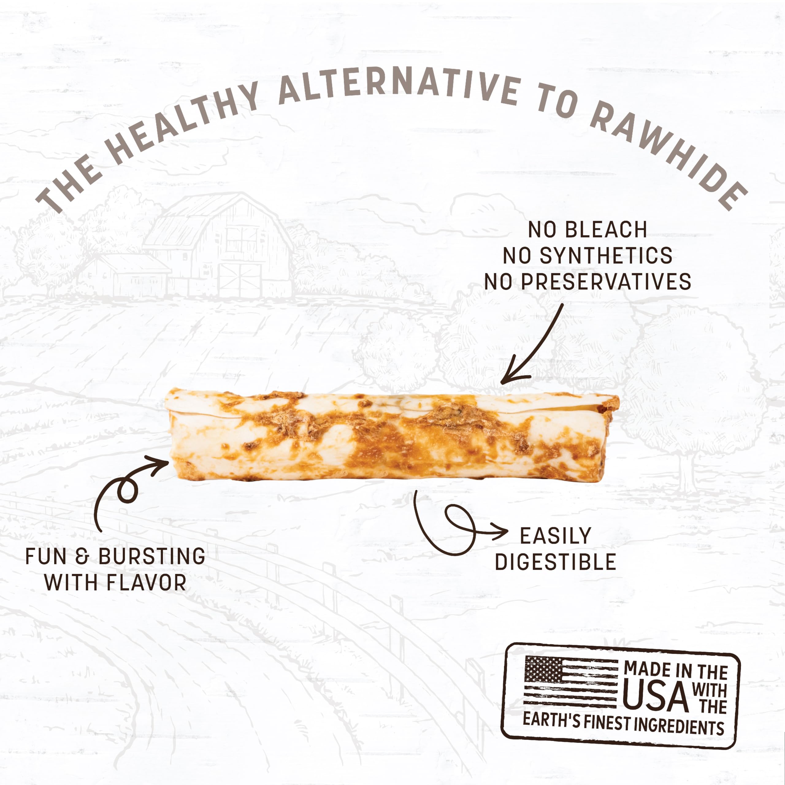 Earth Animal No Hide Medium Peanut Butter Flavored Natural Rawhide-Free Dog Chews - Long Lasting Dental Chew Sticks for Large Dogs & Aggressive Chewers | Healthy Treats for Teething, Training & Anxiety Relief (3 Pack)