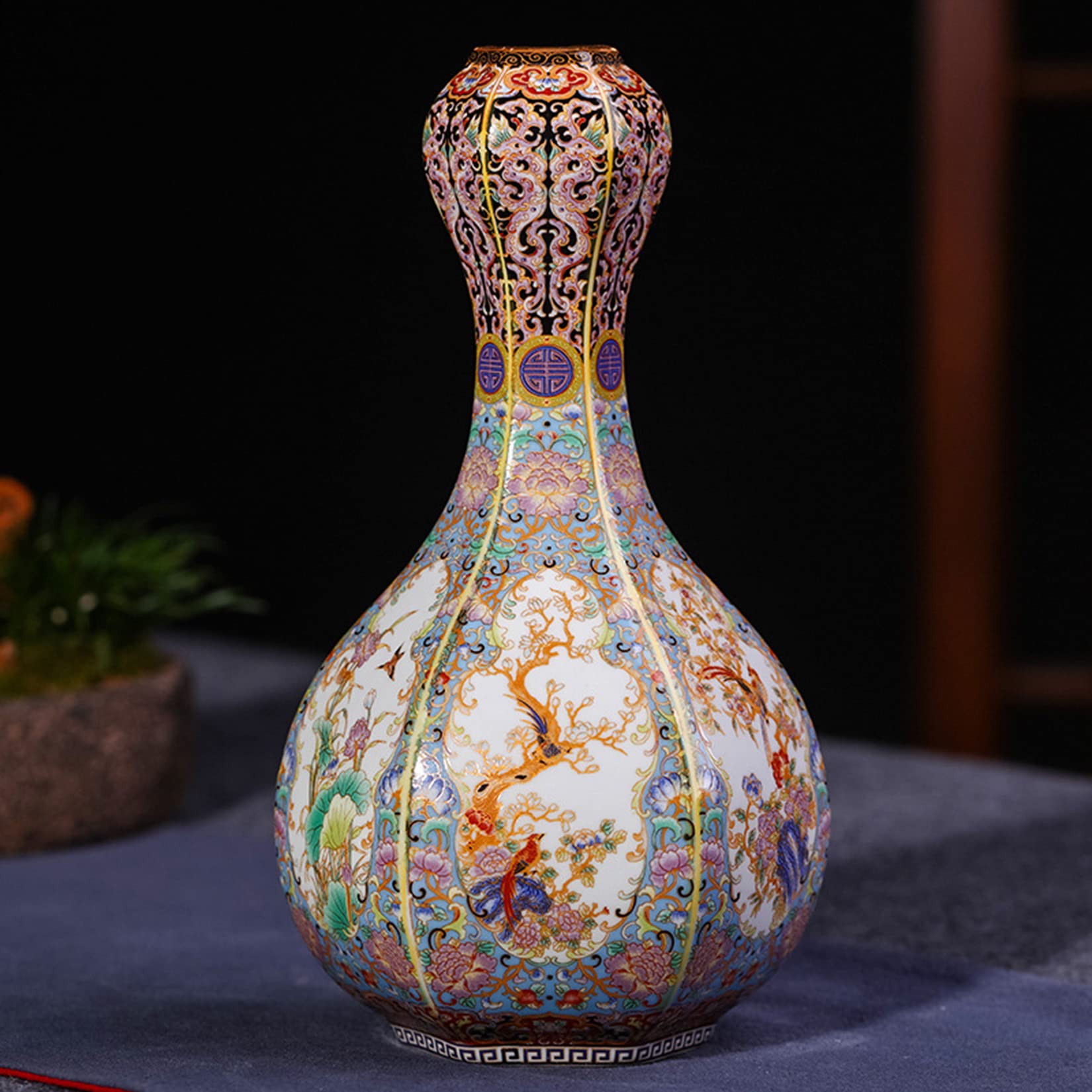 Handmade Jingdezhen Ceramic Vase - Large Pink Oriental Porcelain Floor Vase for Living Room Decor | Antique Chinese Flower Vase for Home, Wedding & Office Decoration