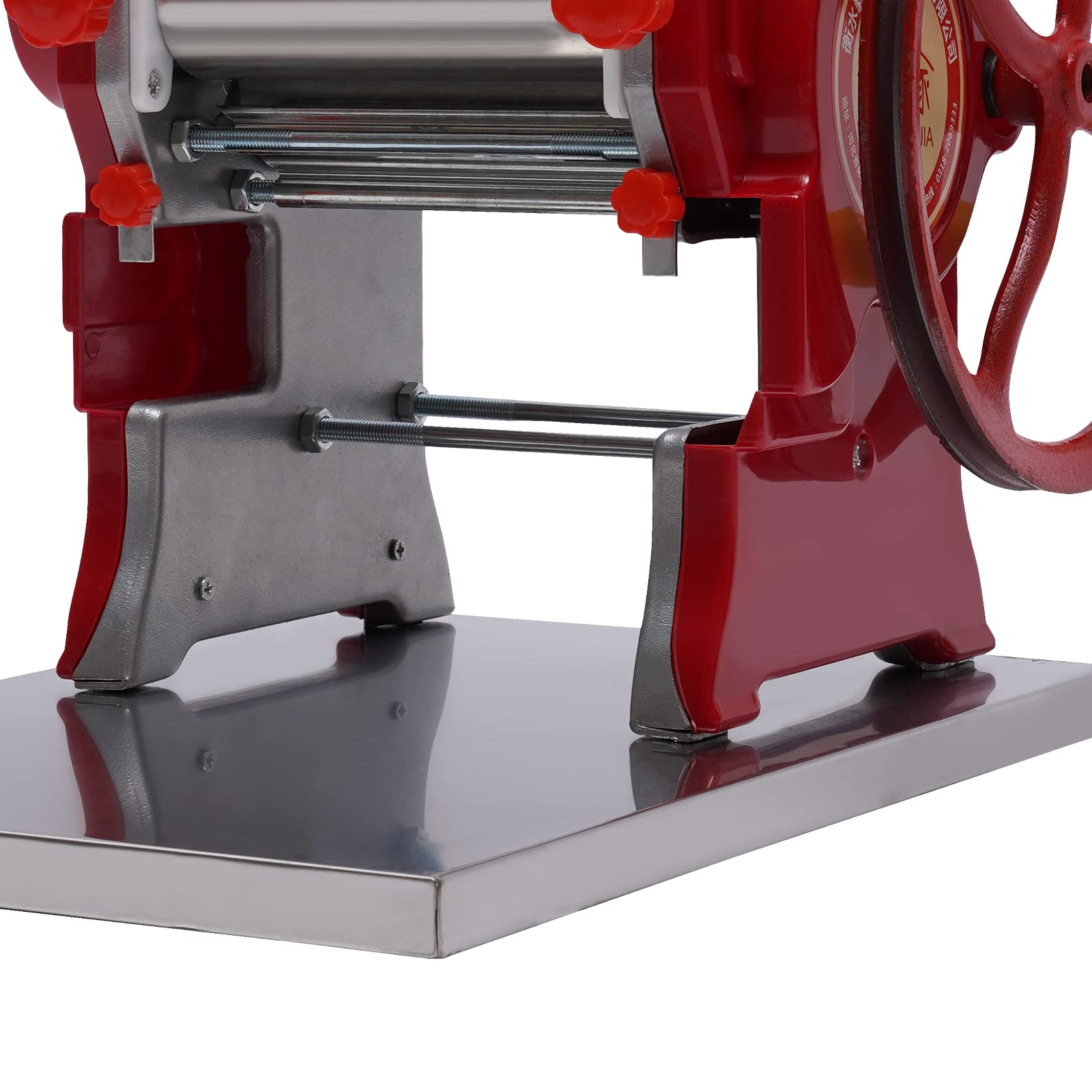 Commercial Pasta Roller Machine - Manual Hand Crank Pasta Maker for Spaghetti, Fettuccini & Lasagna | Durable Noodle & Dumpling Skin Maker (Red) - Perfect for Italian Restaurants, Home Kitchens & Culinary Schools