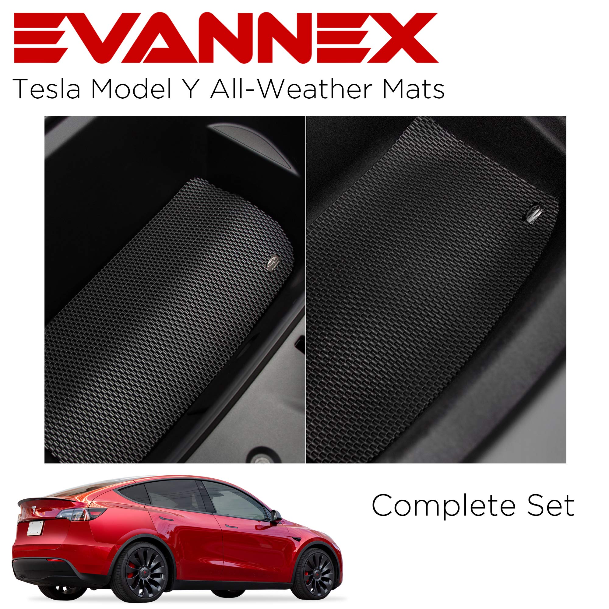 Premium EVANNEX All-Weather Floor Mats for Tesla Model Y - Heavy Duty Complete Set - Perfect for Road Trips, Daily Commutes & Outdoor Adventures