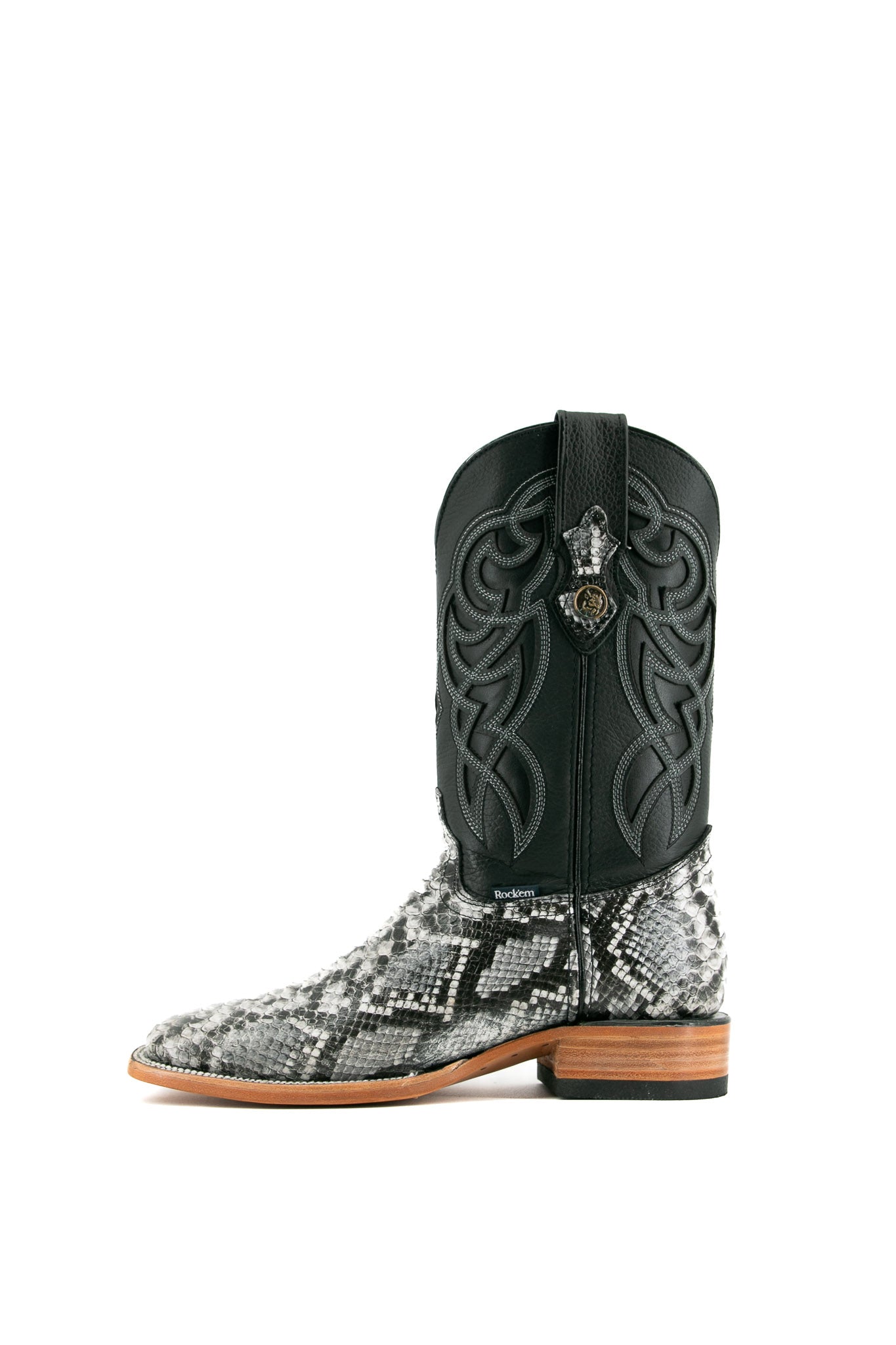 Premium Python Square Toe Cowboy Boots for Men - Western Style Leather Boots with Exotic Snake Skin - Perfect for Rodeo, Country Music Festivals & Western Fashion