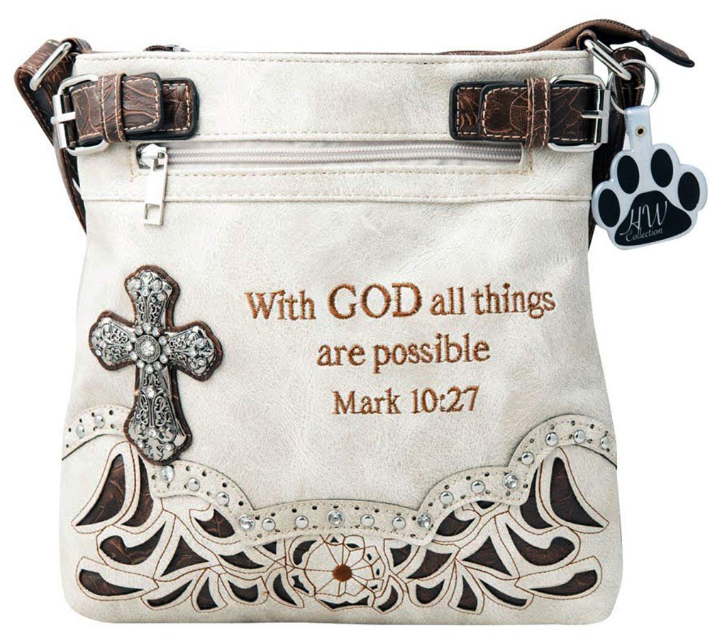 HW Collection Western Style Crossbody Purse with Bible Verse Design - Concealed Carry Handbag for Women | Perfect for Church, Travel, and Everyday Use
