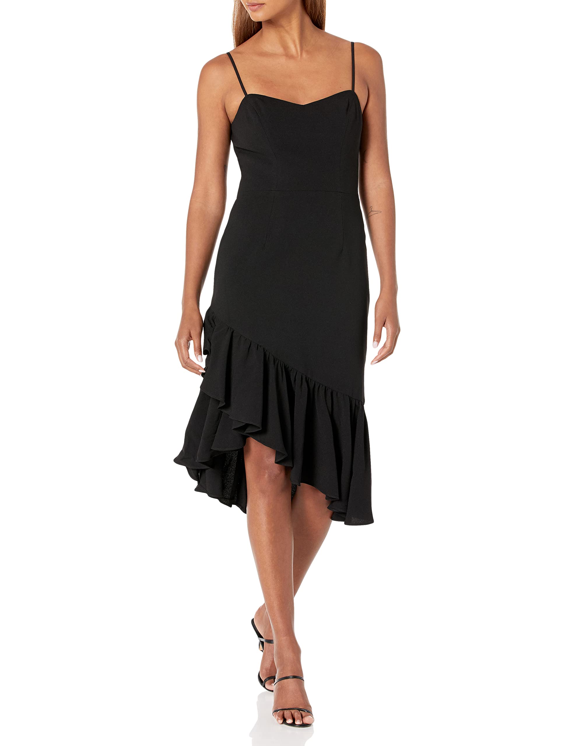 Dress the Population Women's Cantrelle Bodycon Ruffle Hem Dress - Slim Fit Party Cocktail Dress for Night Out, Date Night & Special Occasions