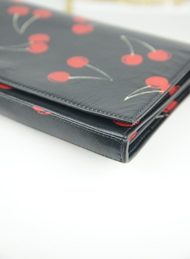 Saint Laurent Cherry Print Leather Pochette Bag - Luxury Crossbody Clutch for Women, Perfect for Evening Parties & Date Nights