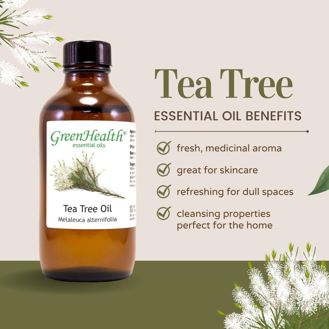 100% Pure Tea Tree Essential Oil - 1 Gallon Bottle - Undiluted & Natural for Aromatherapy, Skin Care & Home Cleaning - GreenHealth Brand
