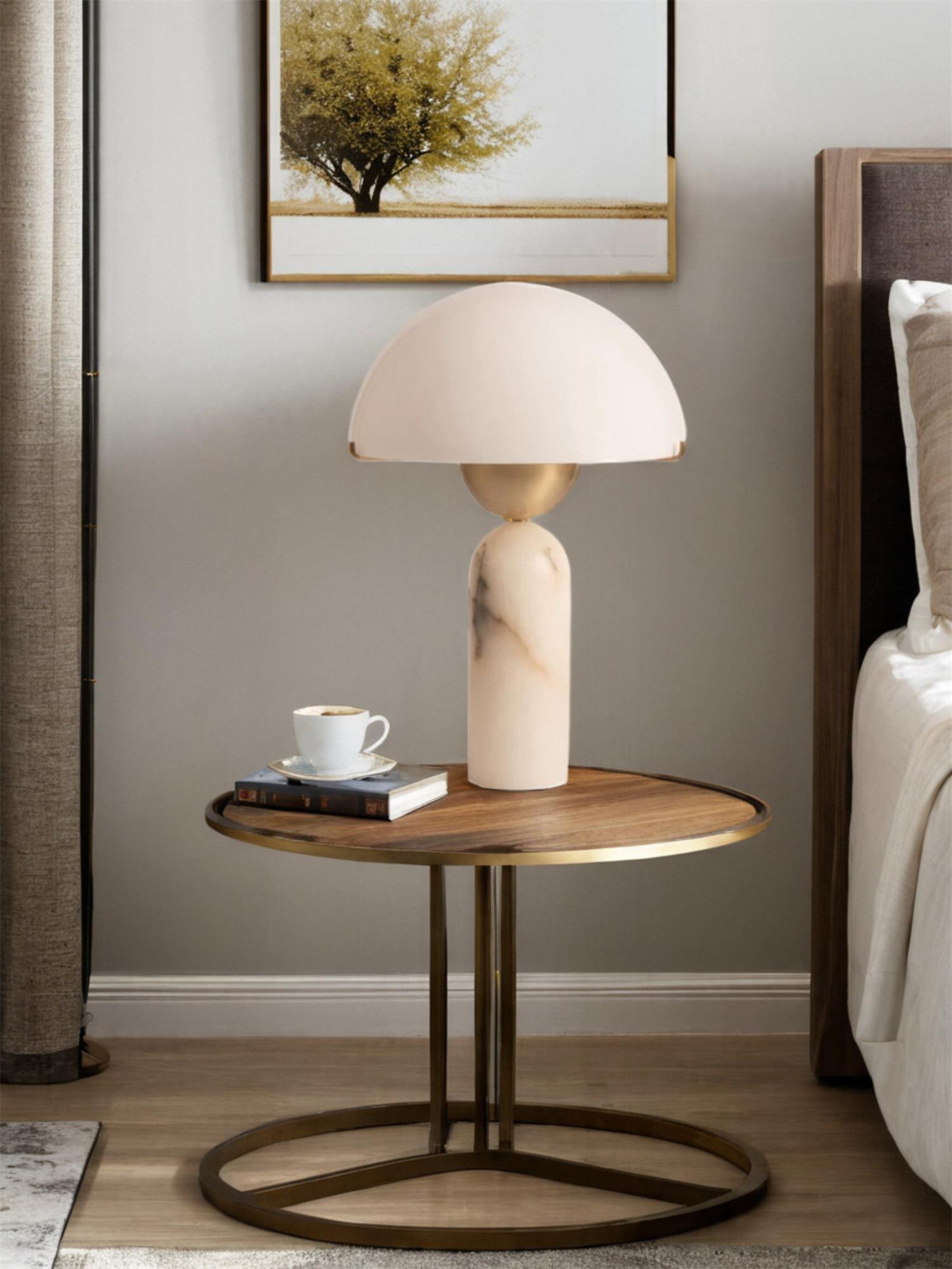 Peono Alabaster Table Lamp - Elegant Handcrafted Nightstand Lighting for Bedroom, Living Room & Office - Perfect for Reading, Relaxing & Home Decor