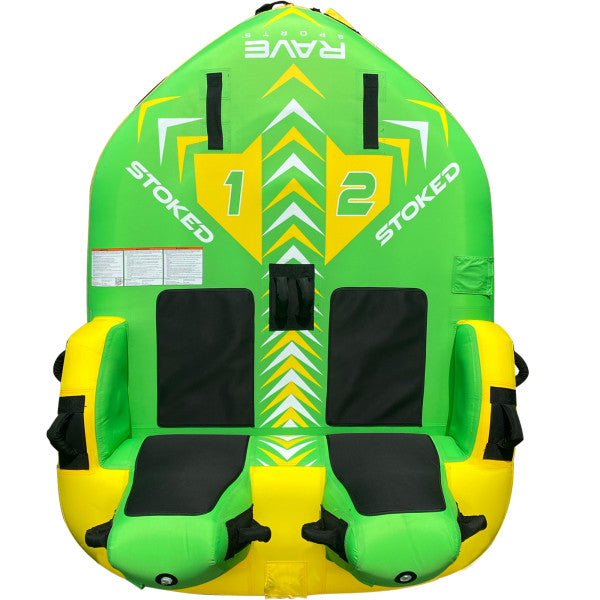 Rave Sports Stoked 2 Rider Towable Tube for Water Sports - Perfect for Lakes, Rivers, and Beach Fun