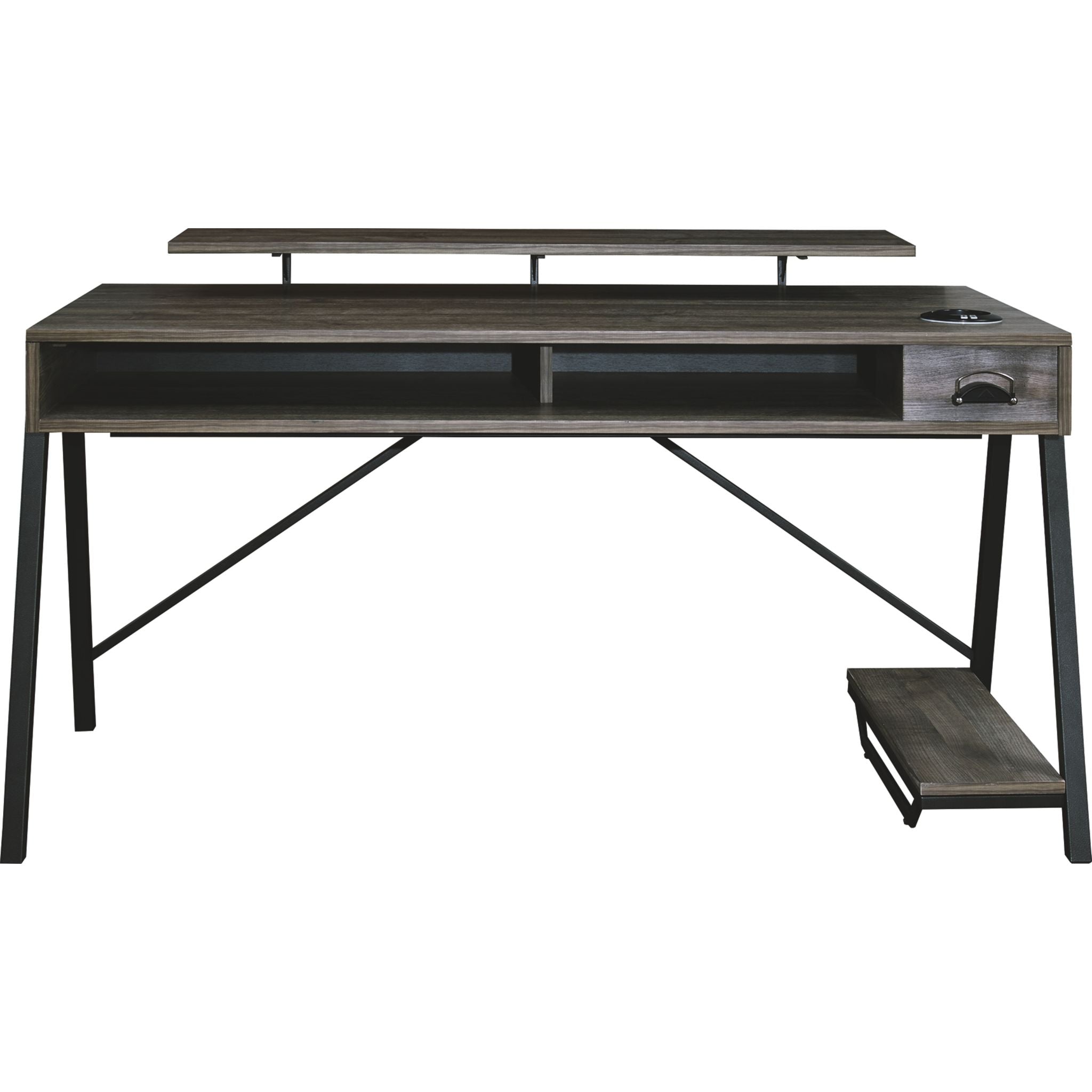 Barolli Gaming Desk - Gunmetal Finish, Ergonomic Design for PC & Console Gamers - Perfect for Home Office & Streaming Setup