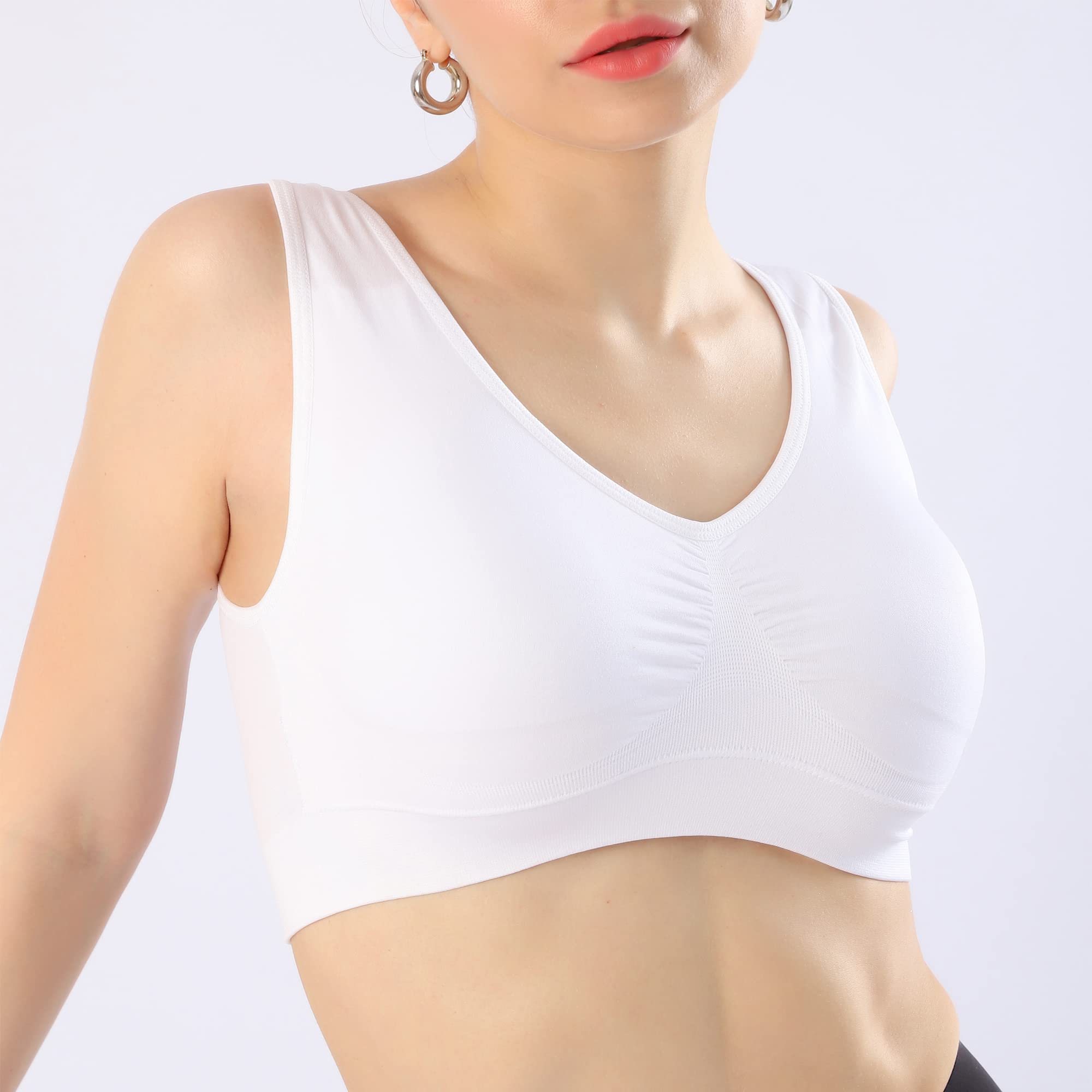 AKAMC Women's Wireless Sports Bra - Post-Surgery Support & Active Yoga Bras for Running, Gym Workouts & Comfortable Daily Wear