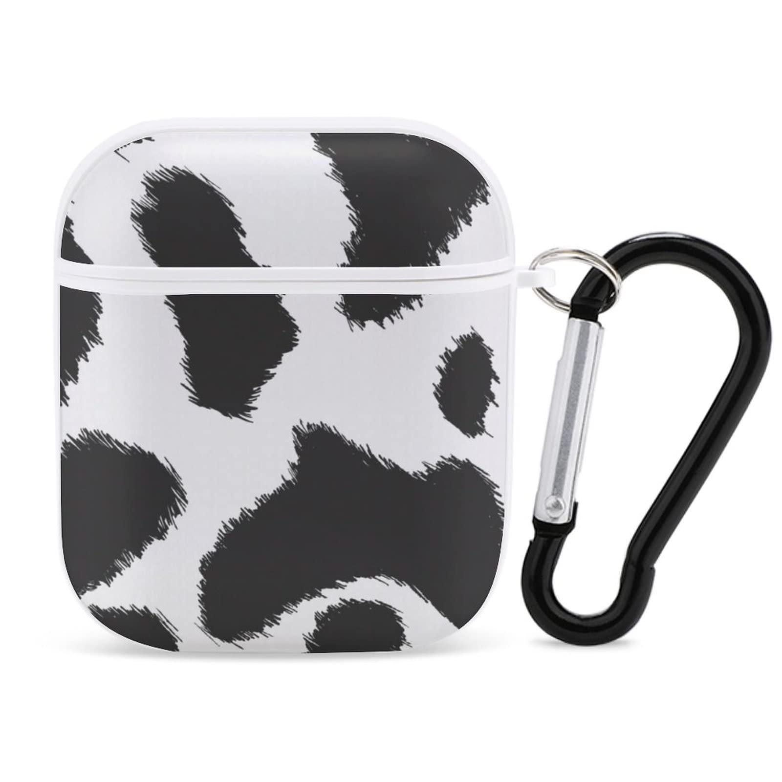 Shockproof Cowhide Pattern AirPods Case with Keychain - Compatible with AirPods 1 & 2 - Wireless Bluetooth Headset Protective Cover | Perfect for Travel, Gym & Everyday Use
