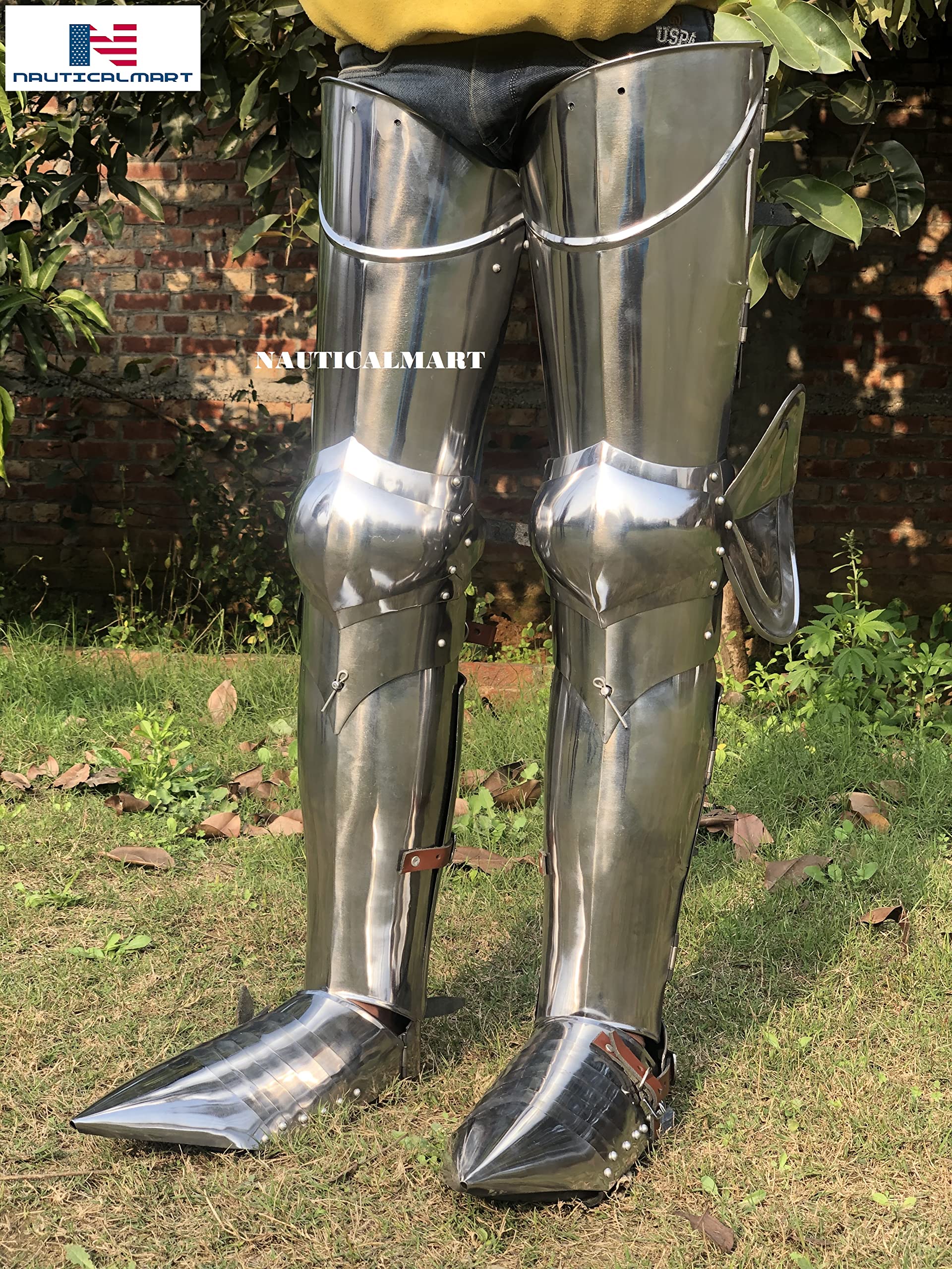 Medieval Steel Greaves Leg Armor - Authentic LARP & Cosplay Protection - Perfect for Renaissance Fairs, Historical Reenactments & Fantasy Costumes