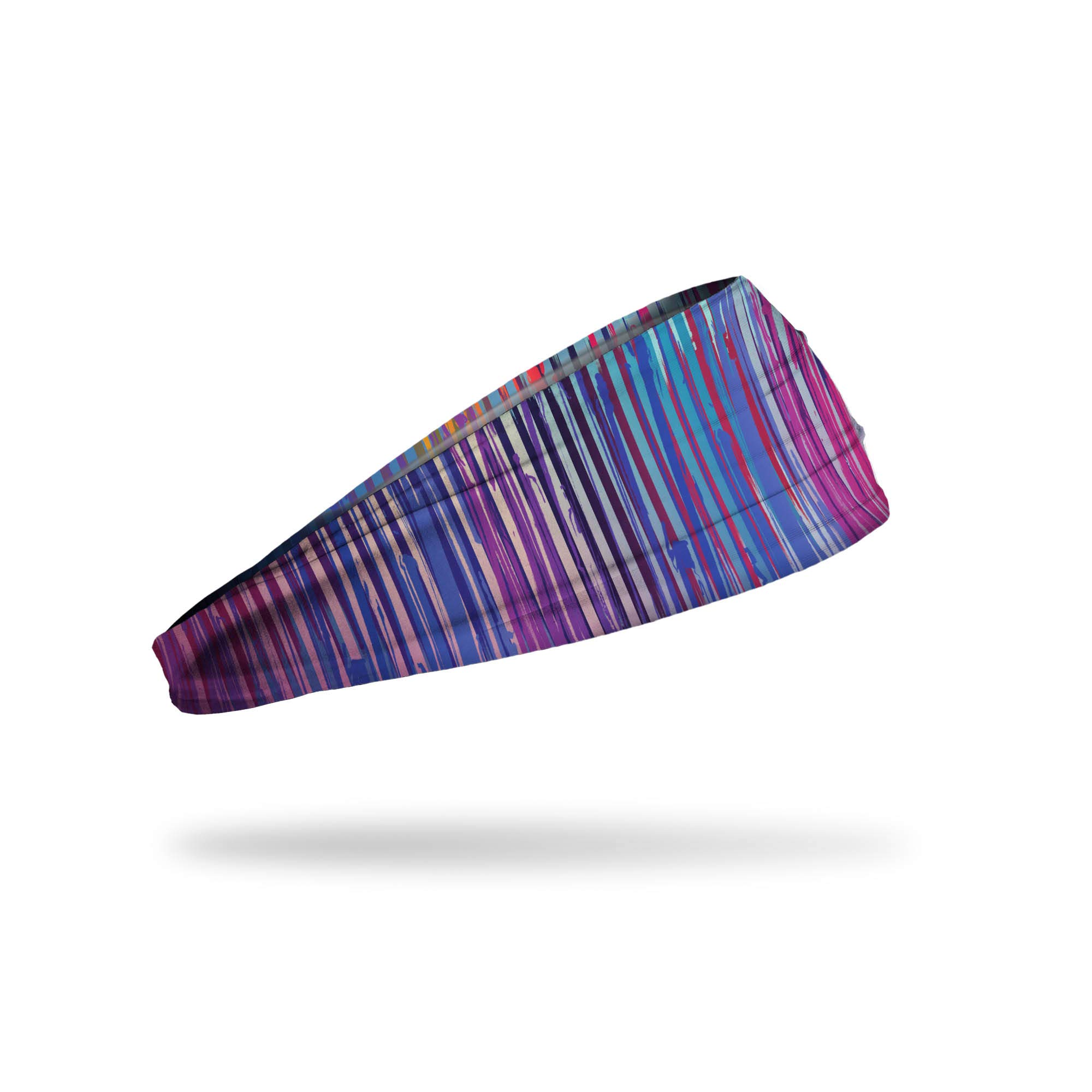 JUNK Brands Black Rock Rave Big Bang Lite Headband - Blue & Pink Adjustable Sweatband for Women & Men - One Size Fits All - Perfect for Workouts, Running, Yoga & Sports Activities
