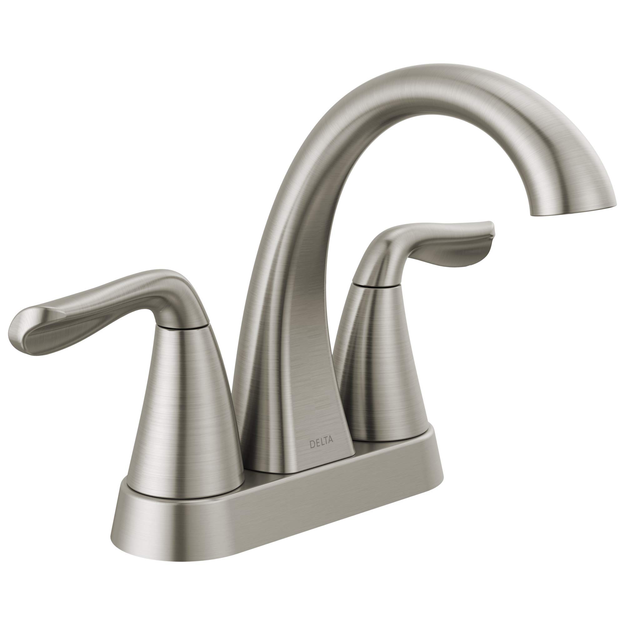Delta Arvo Centerset Bathroom Faucet in Brushed Nickel - 25840LF-SP with Drain Assembly & SpotShield Stainless Finish - Perfect for Modern Bathroom Sinks, Vanities, and Powder Rooms