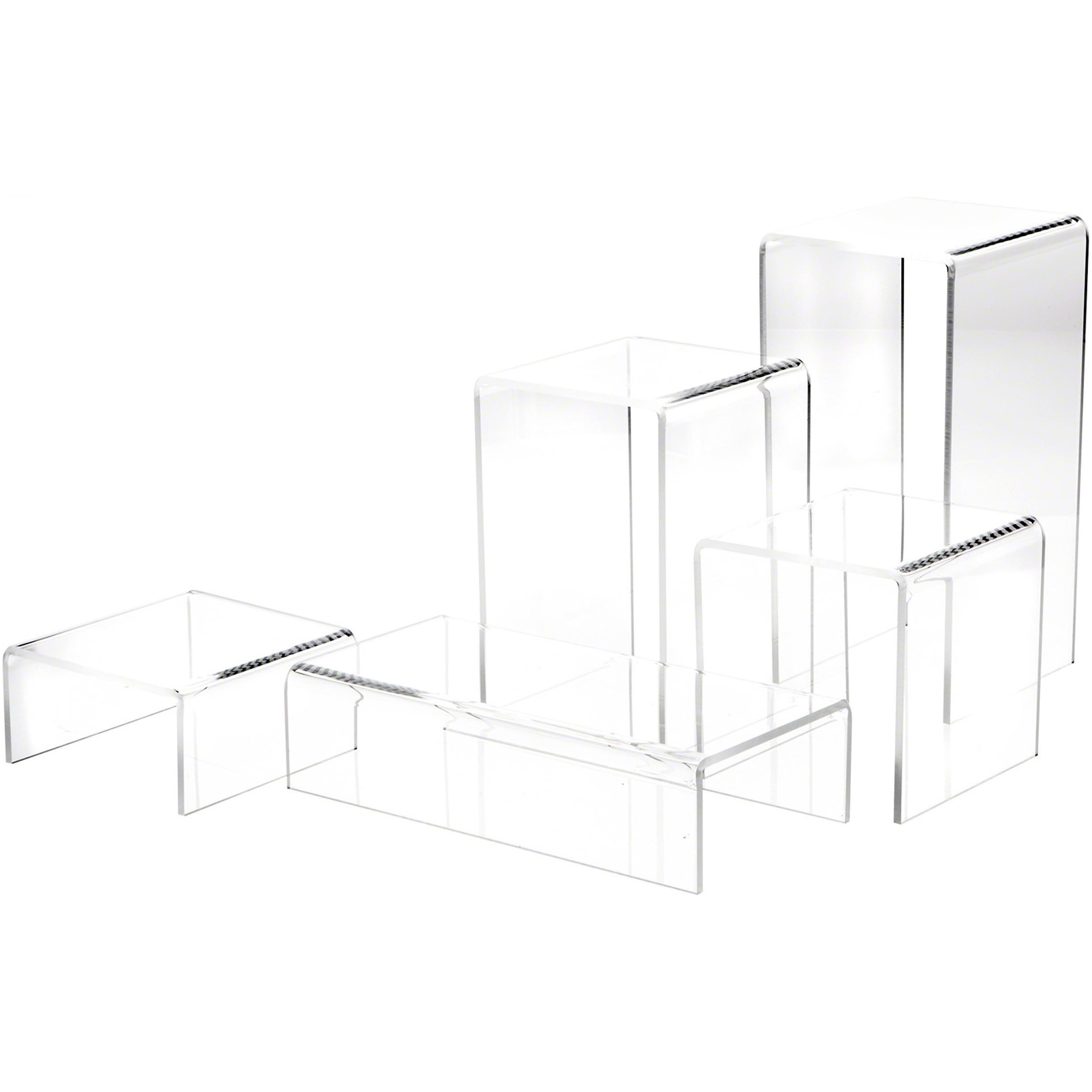Plymor Clear Acrylic Display Risers - Set of 5 Square & Rectangular Stands (6