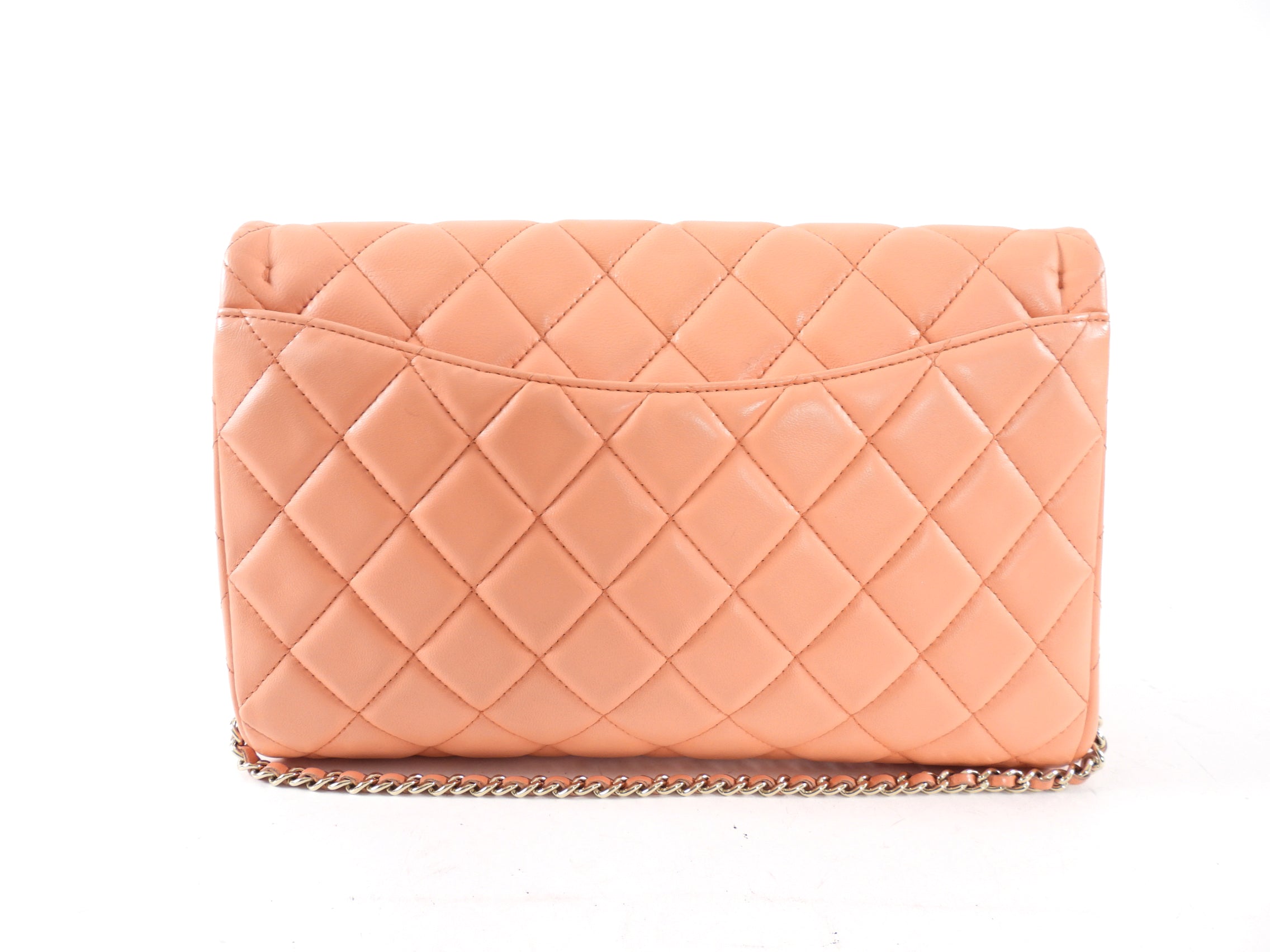 Chanel Peach Quilted Leather Timeless Chain Clutch Flap Bag - Luxury Designer Handbag for Women, Perfect for Evening Parties, Weddings & Special Occasions