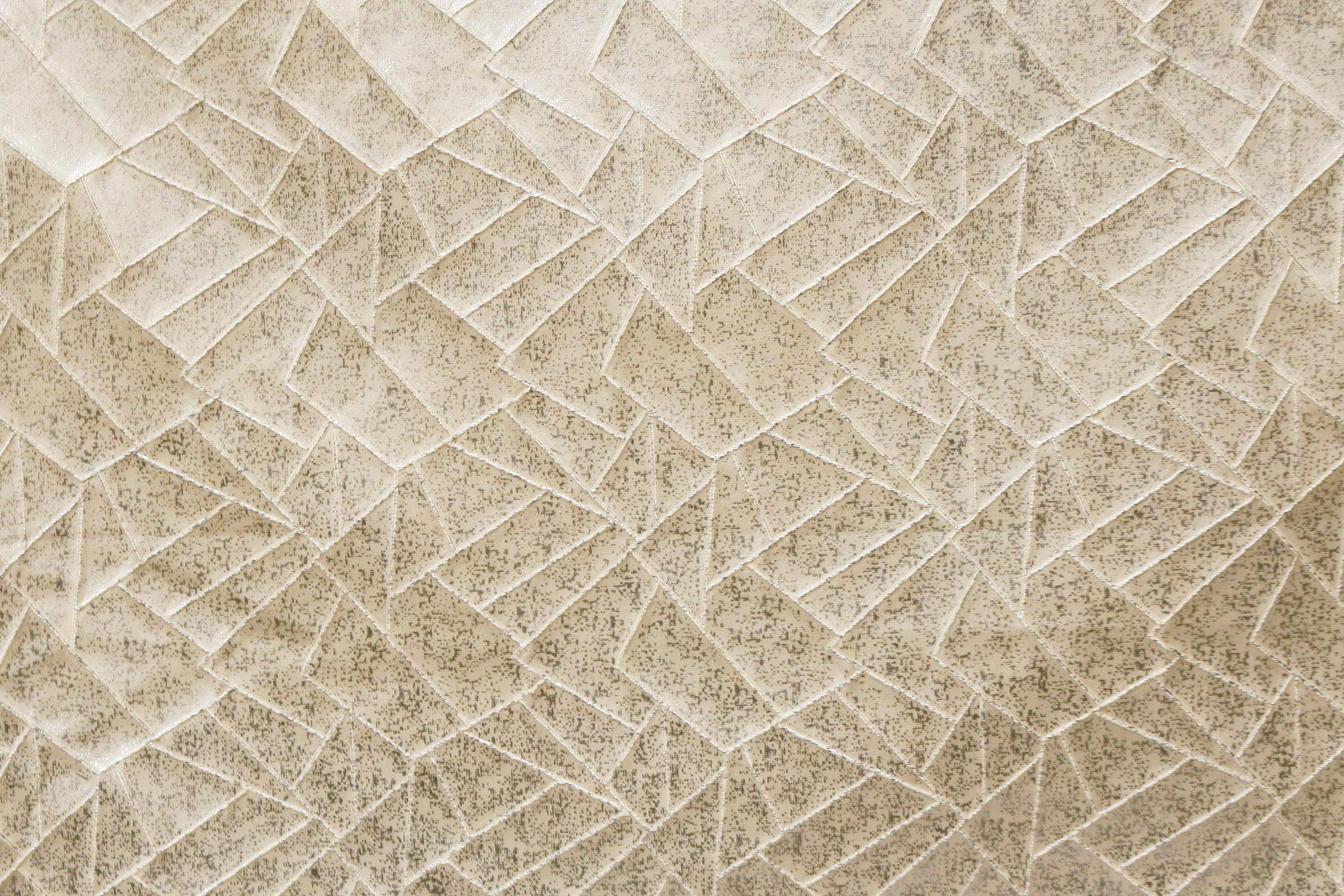 Beige Mosaic Pattern Textured Foil Printed Jacquard Curtain Panels for Living Room, Bedroom & Dining Room - Elegant Window Treatment & Home Decor