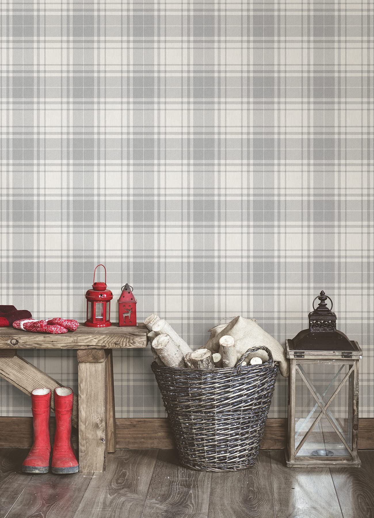 Franklin Plaid Grey Peel and Stick Wallpaper - Self-Adhesive Removable Wallpaper for Bedroom, Living Room, Home Office Decor - Easy DIY Wall Covering for Renters and Homeowners