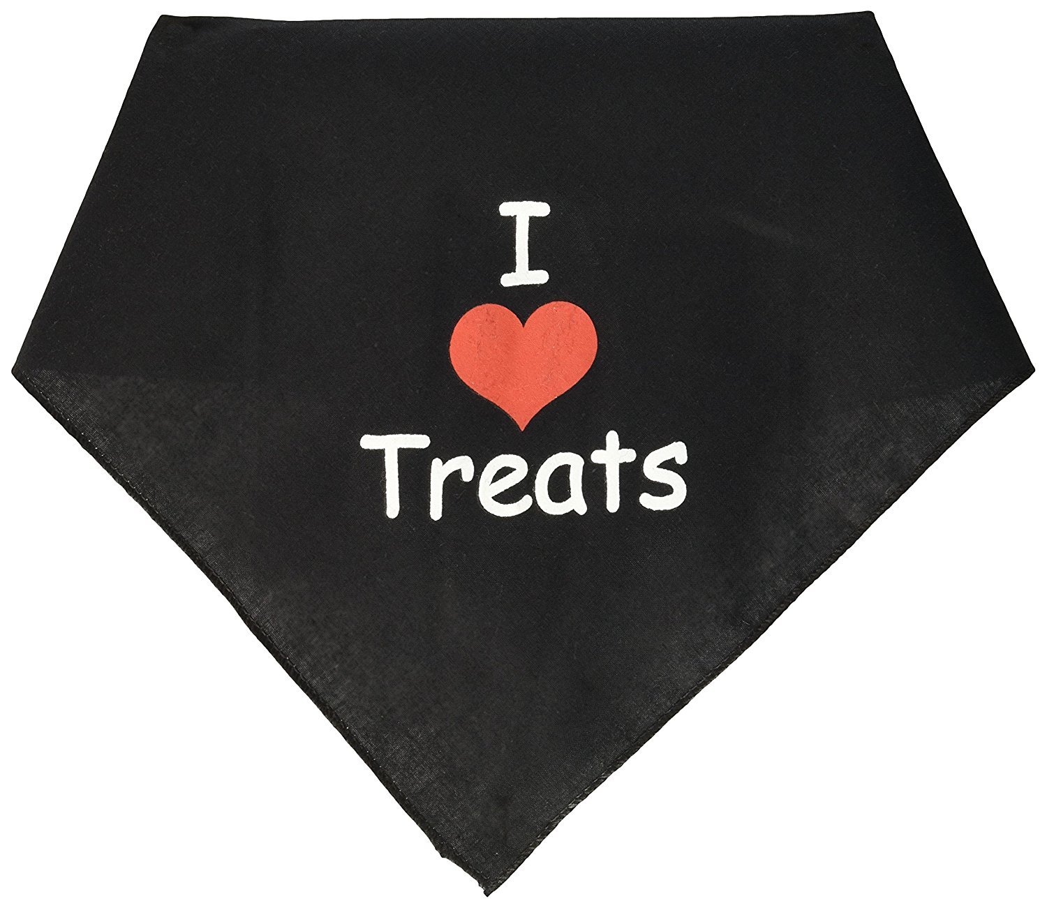 Premium Black Large Dog Bandana with 'I Love Treats' Screen Print - Perfect for Pet Grooming, Training, and Special Occasions